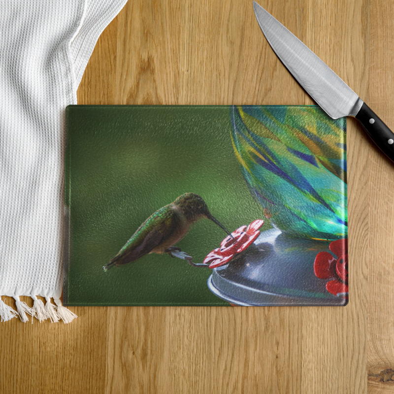 Hummingbird Glass Cutting Board