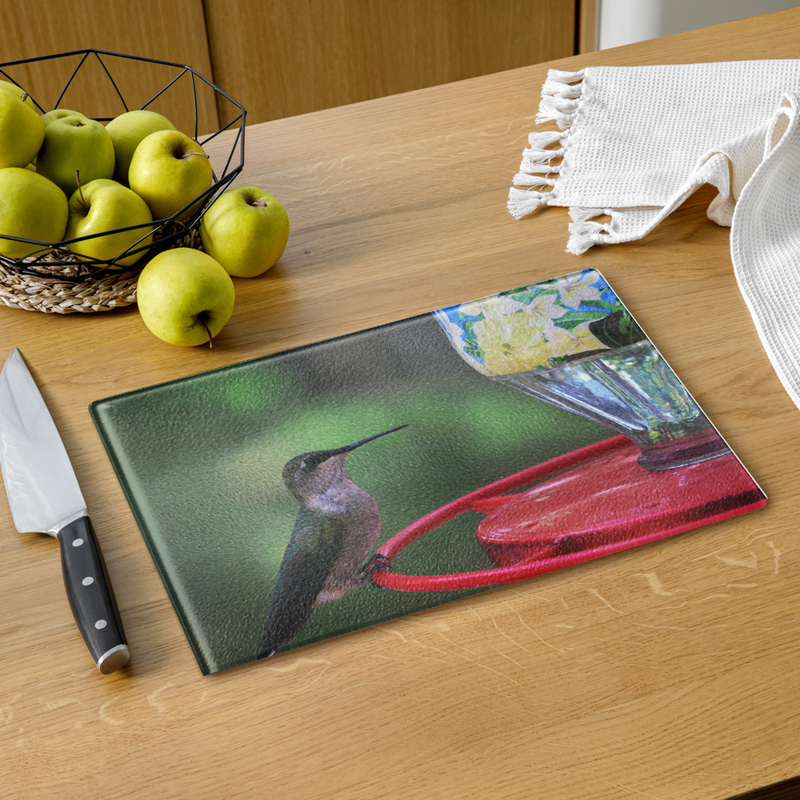 Hummingbird Glass Cutting Board