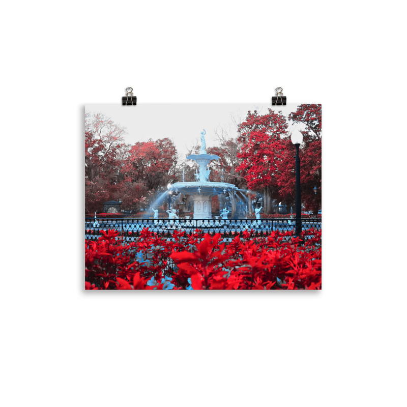 Red Forsyth Park Fountain Print