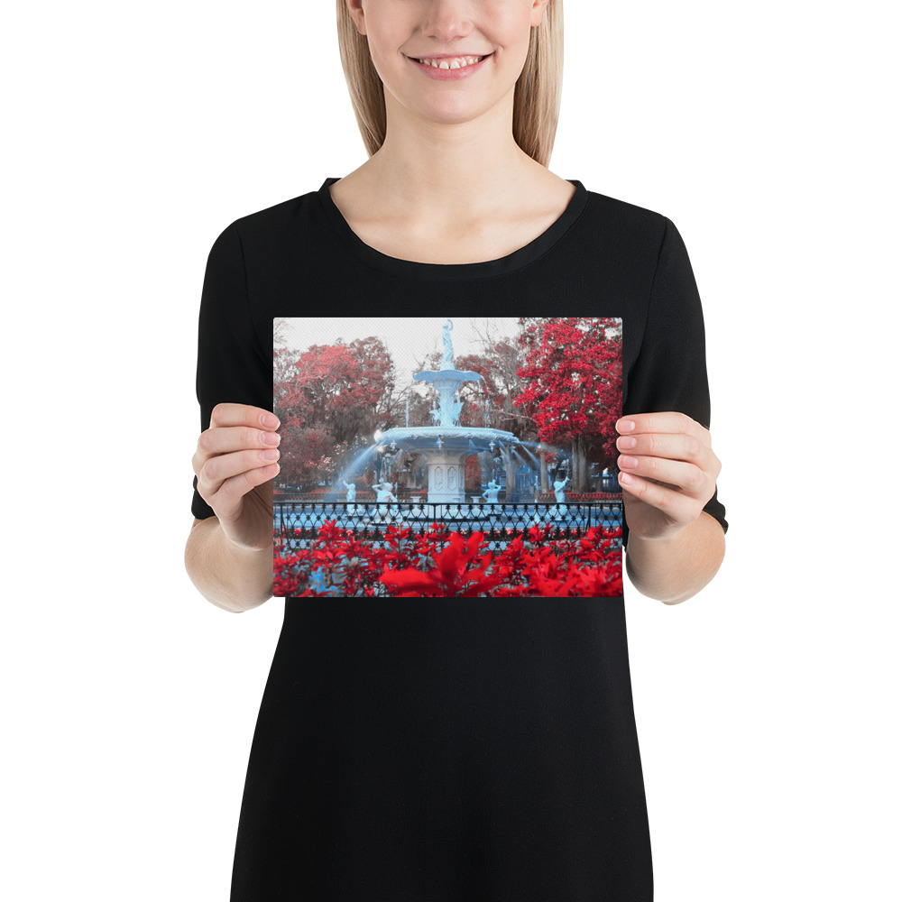 Red Forsyth Park Fountain on Canvas