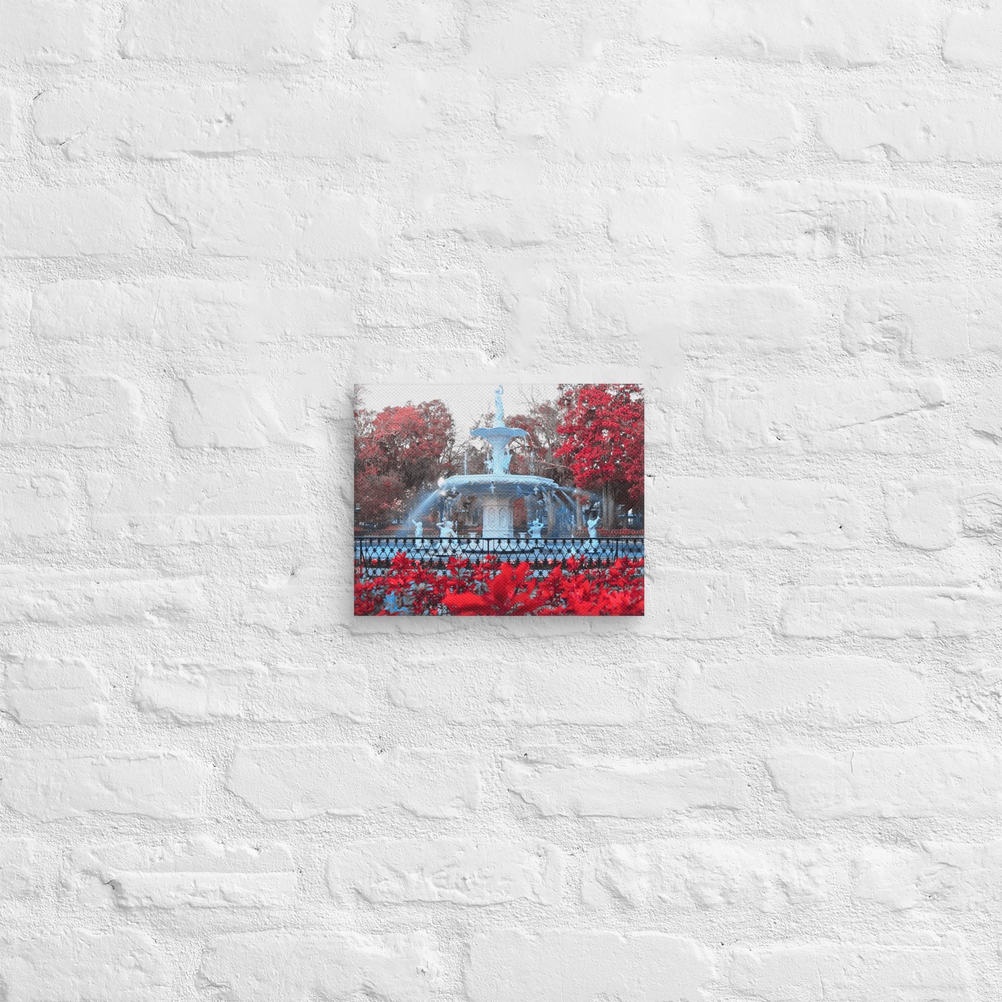 Red Forsyth Park Fountain on Canvas