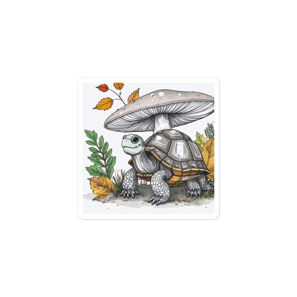 Turtle Under Mushroom Sticker