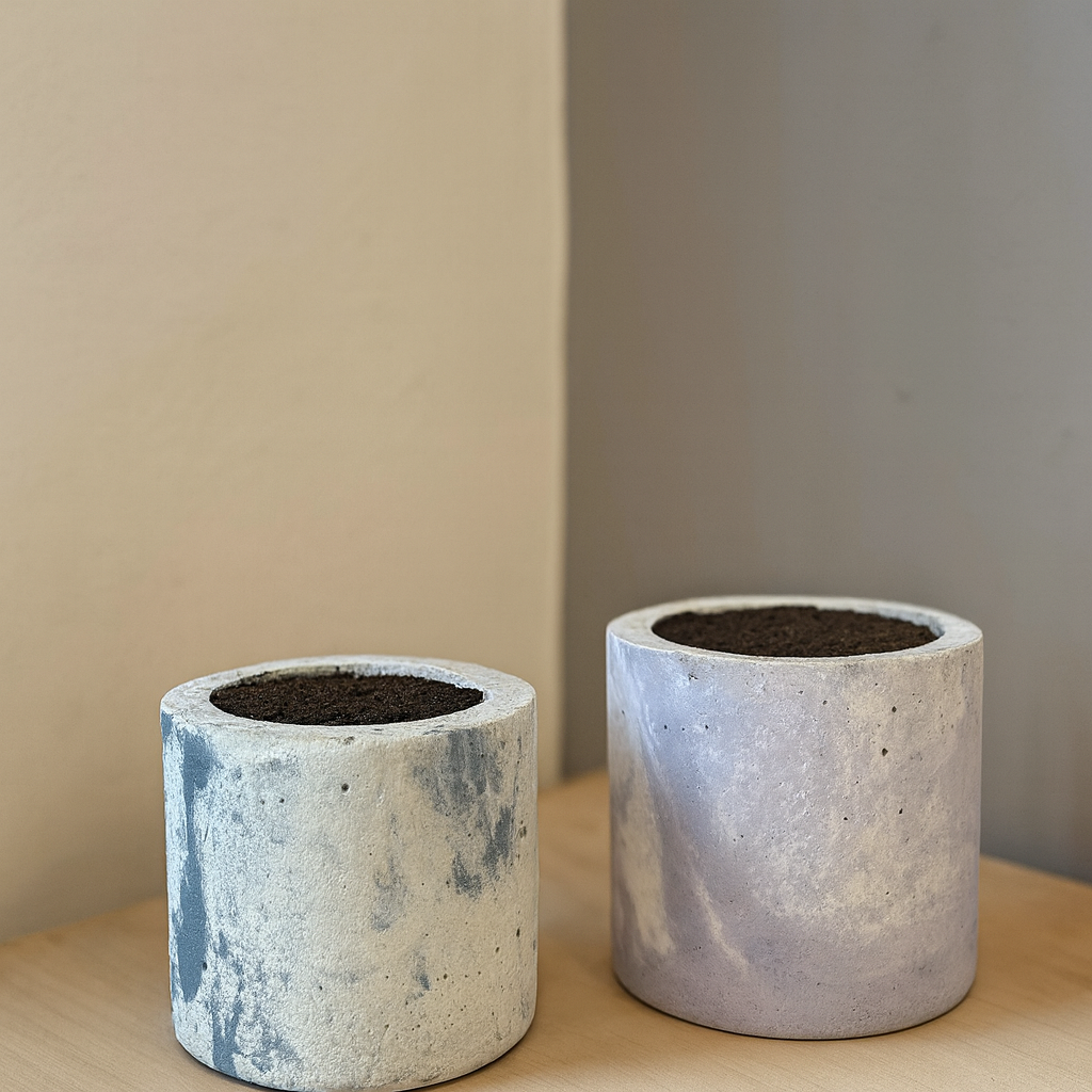 Maceta decorativa cilindrica en set x2