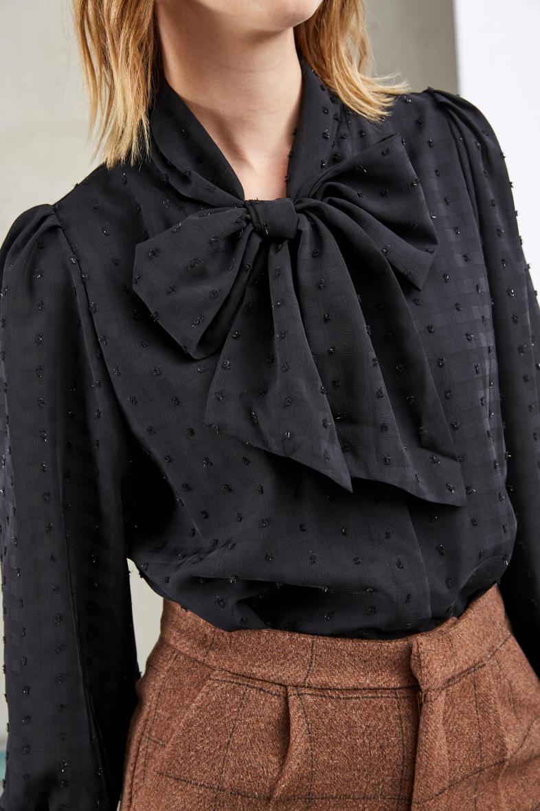 Black Bow Tie Blouse