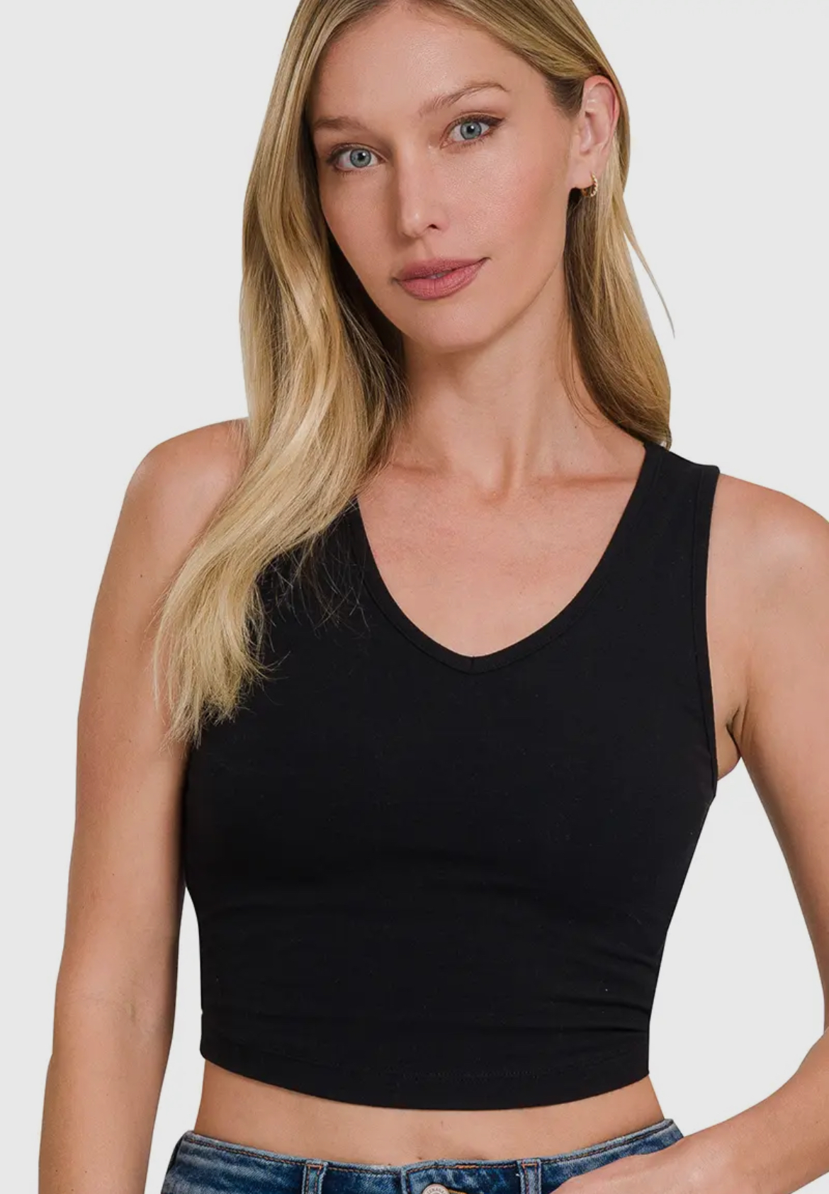 V-Neck  Essential Crop Top