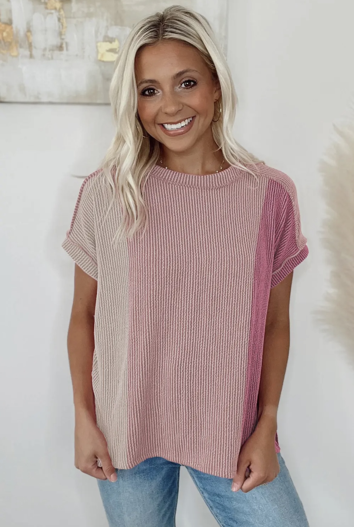 Colorblock Ribbed Top