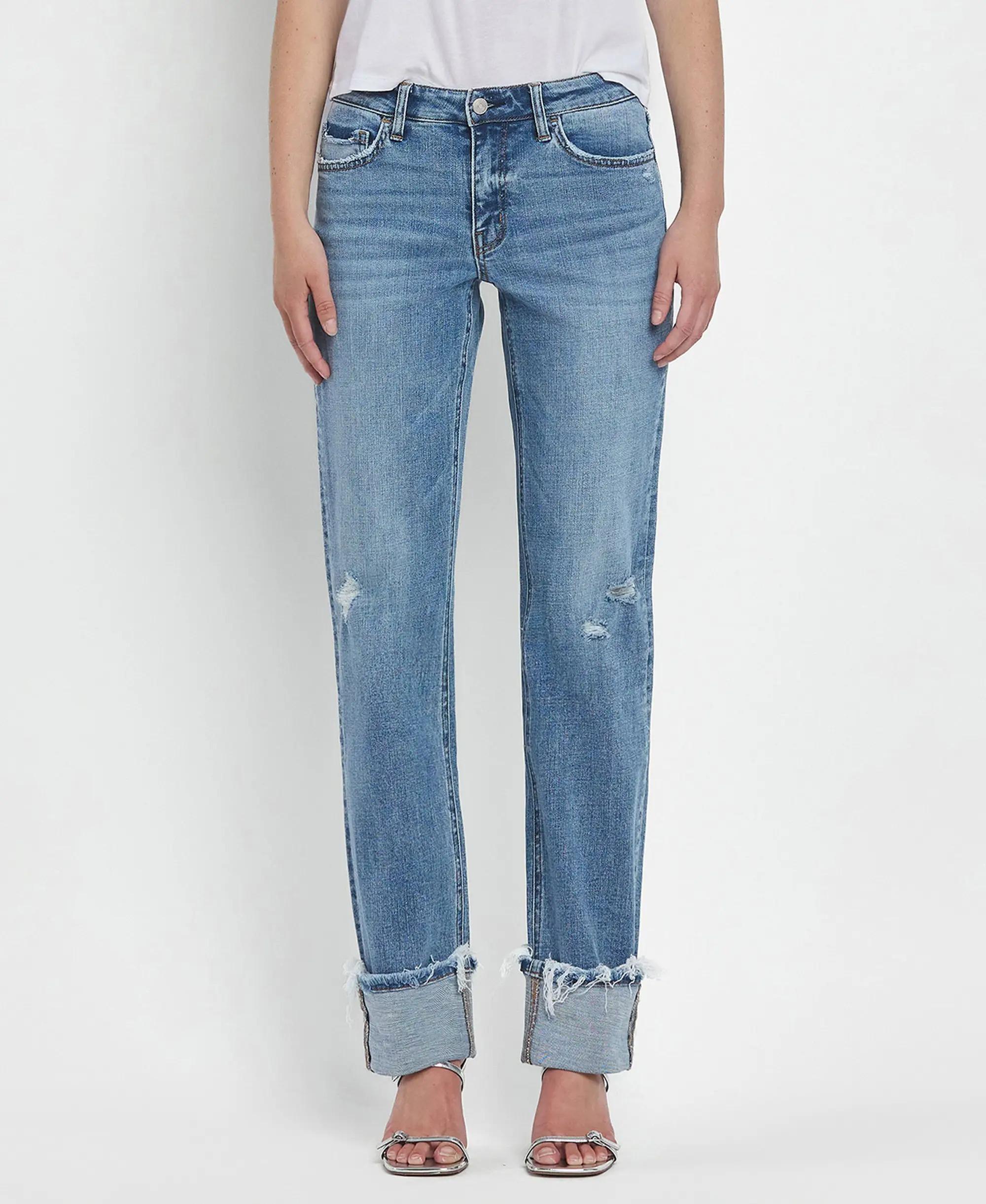 Women's Straight Leg Distressed Jeans