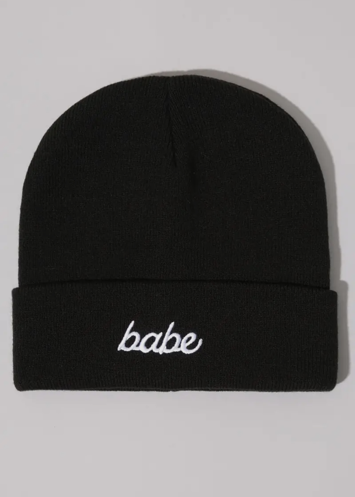 Babe Embroidered Black Beanie
