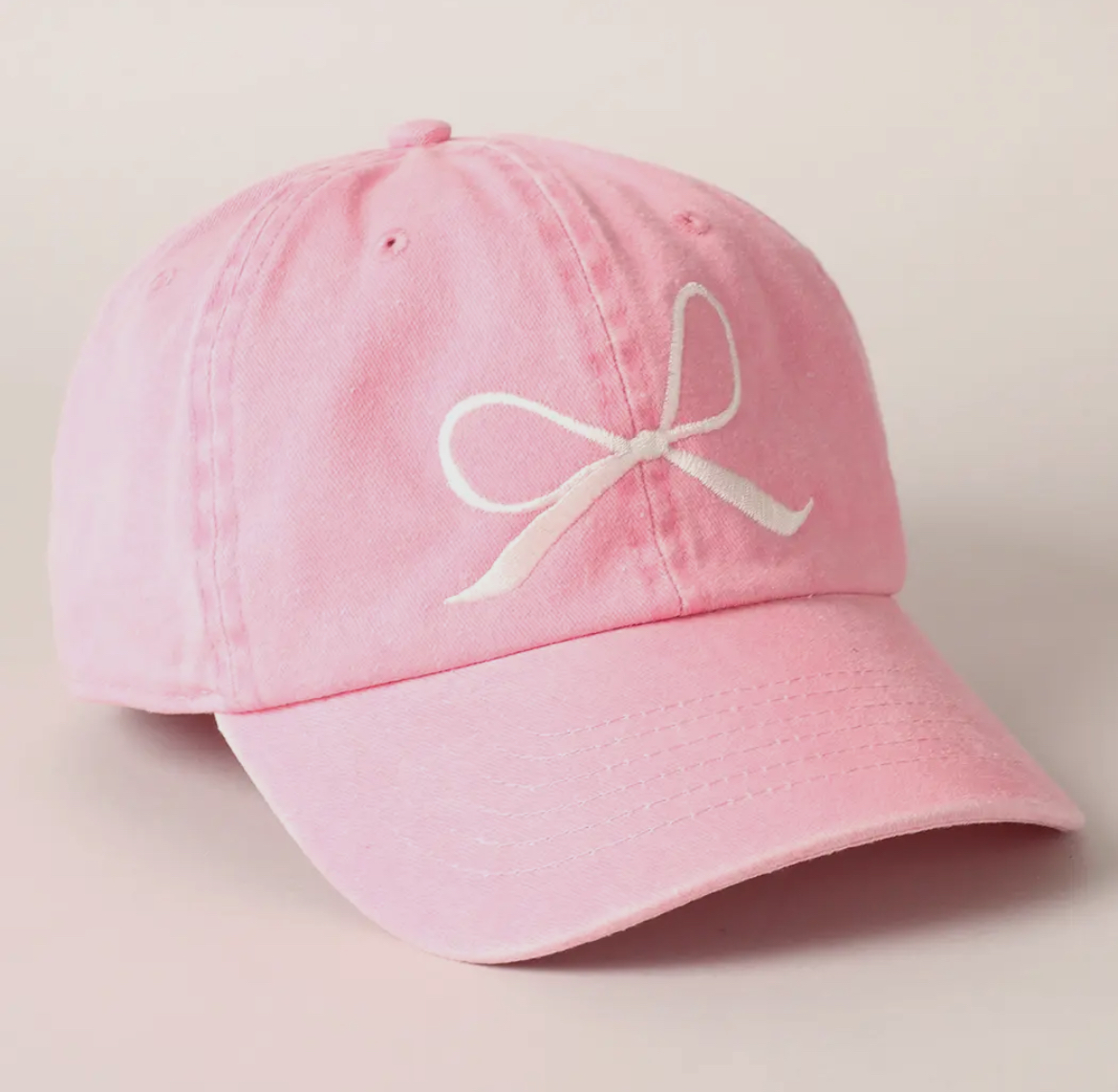 Pink Bow Embroidered Baseball Cap