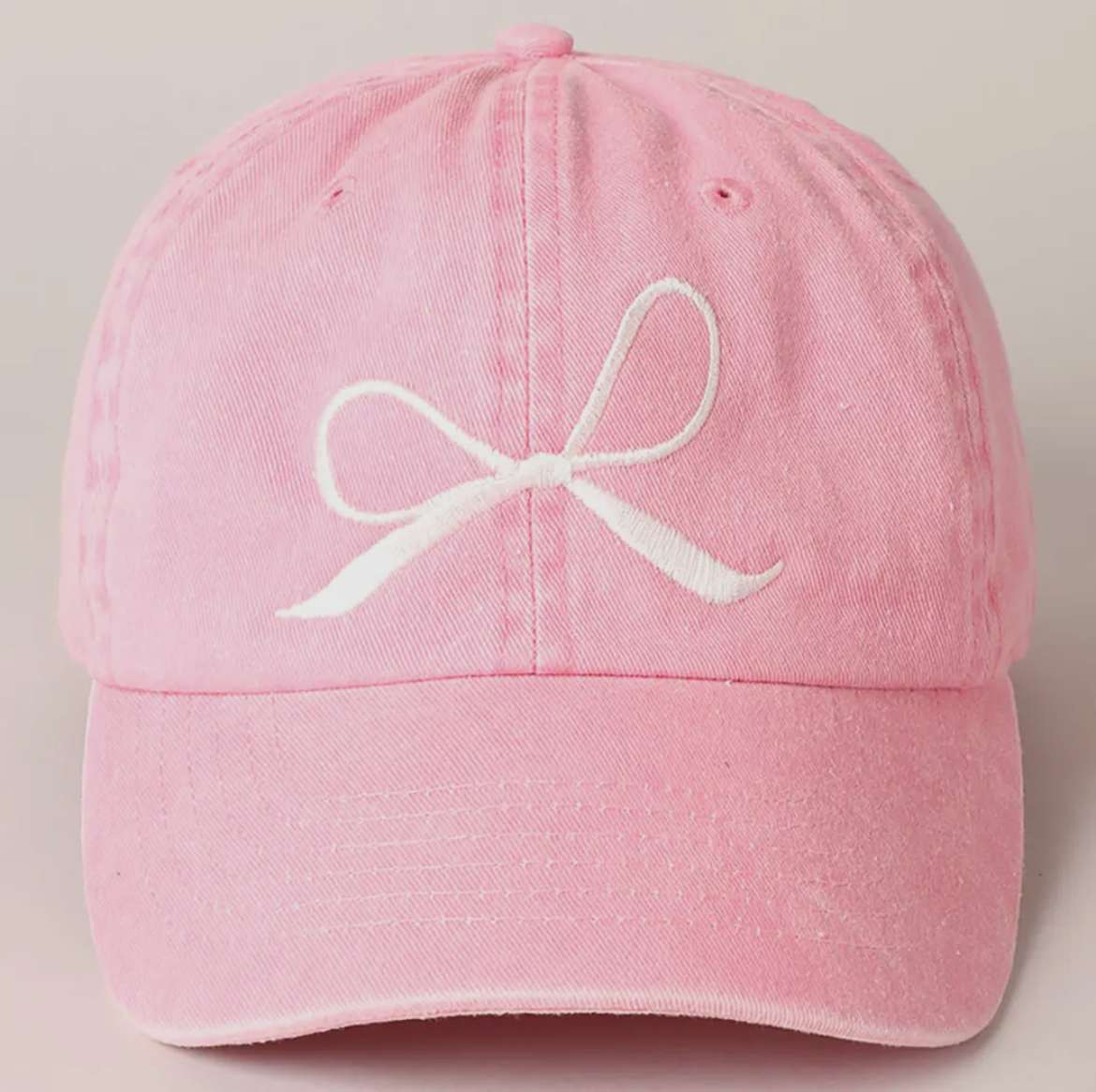 Pink Bow Embroidered Baseball Cap