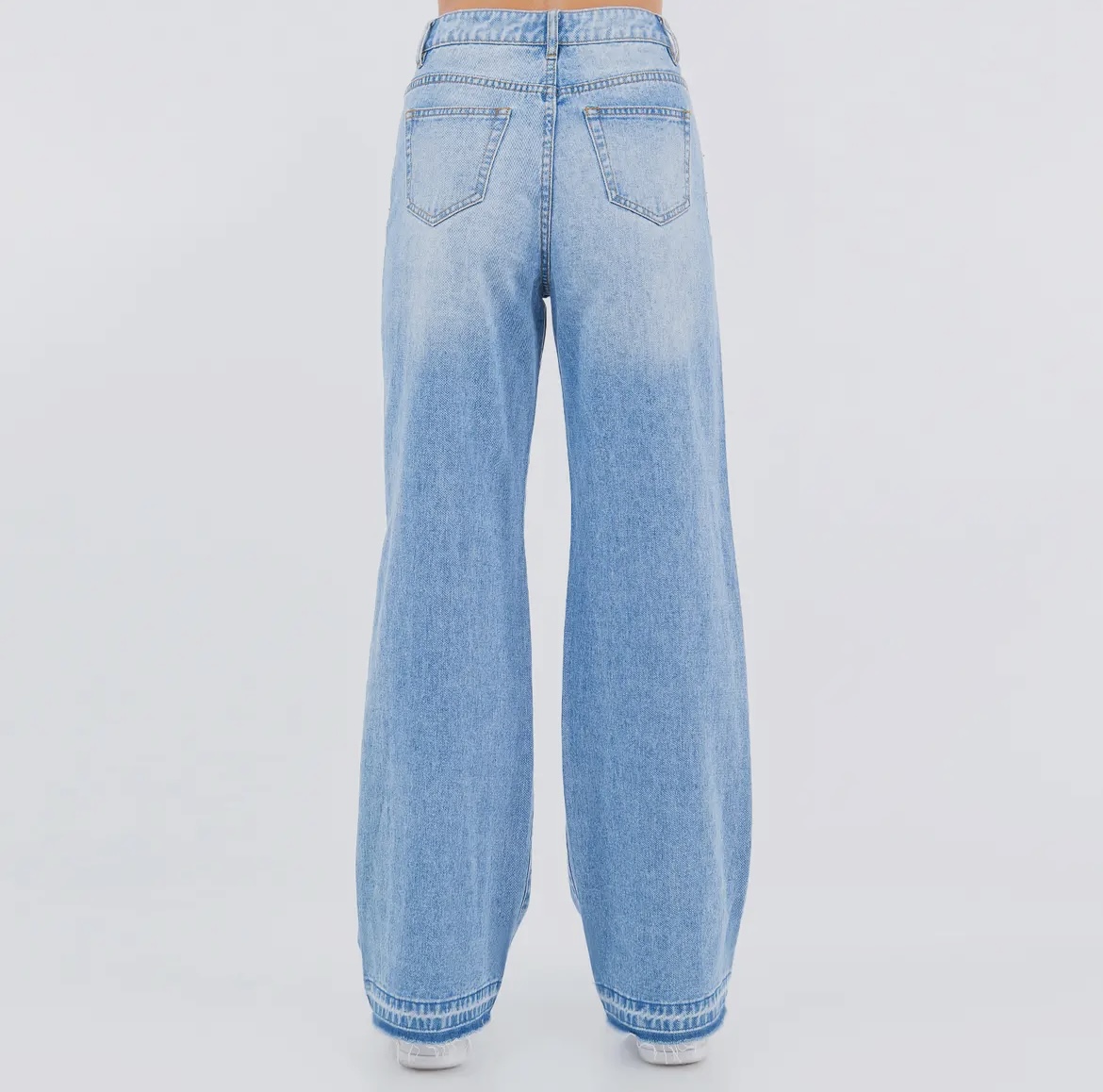 Distressed Wide-Leg Jeans