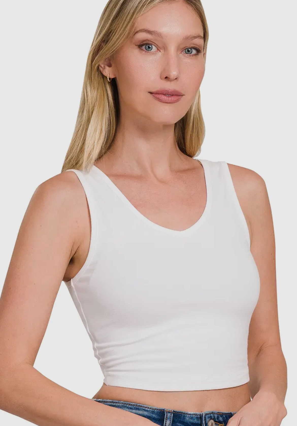 V-Neck  Essential Crop Top