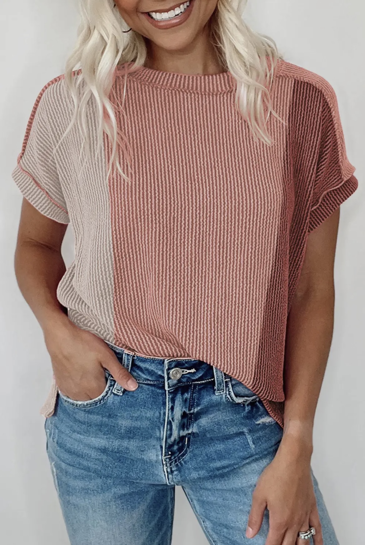 Colorblock Ribbed Top