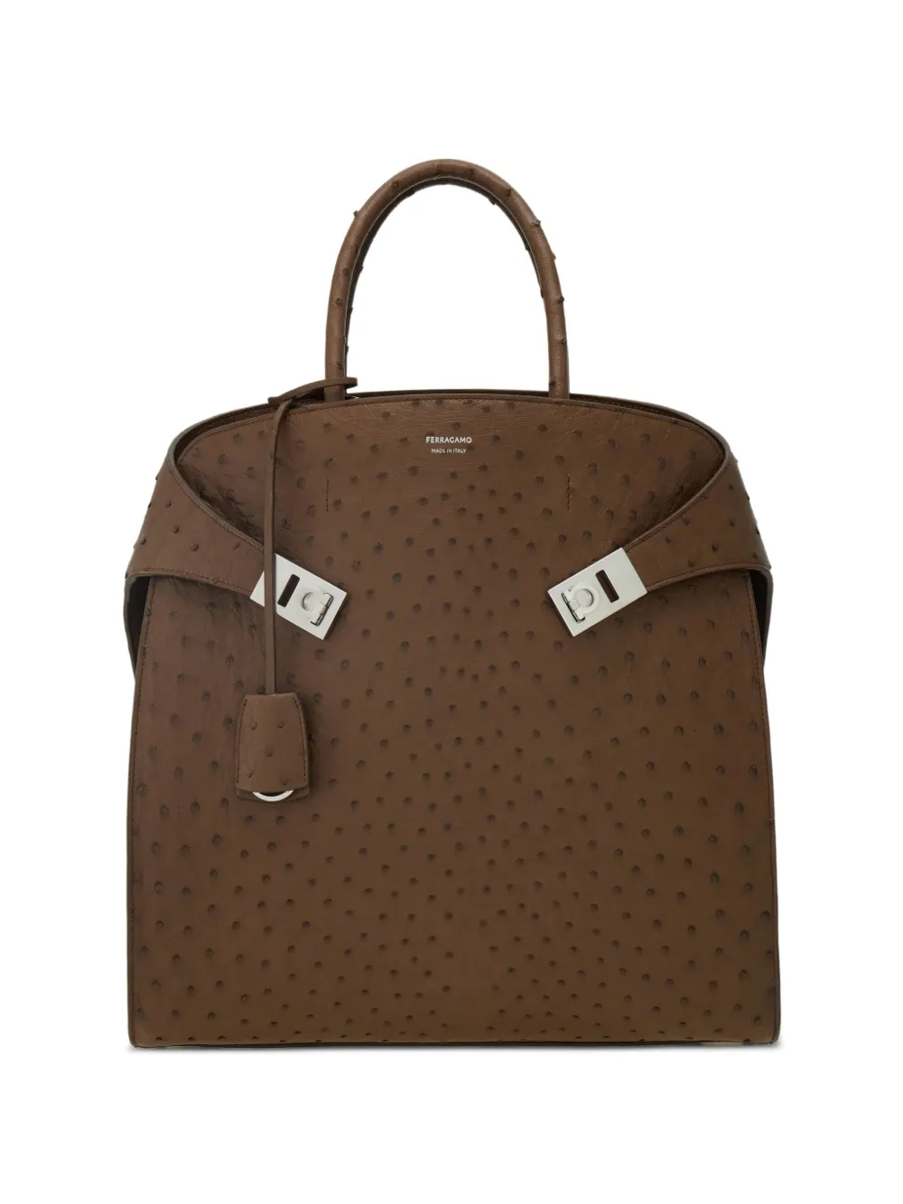 Ferragamo  Hug ostrich leather Gancini-buckle tote bag