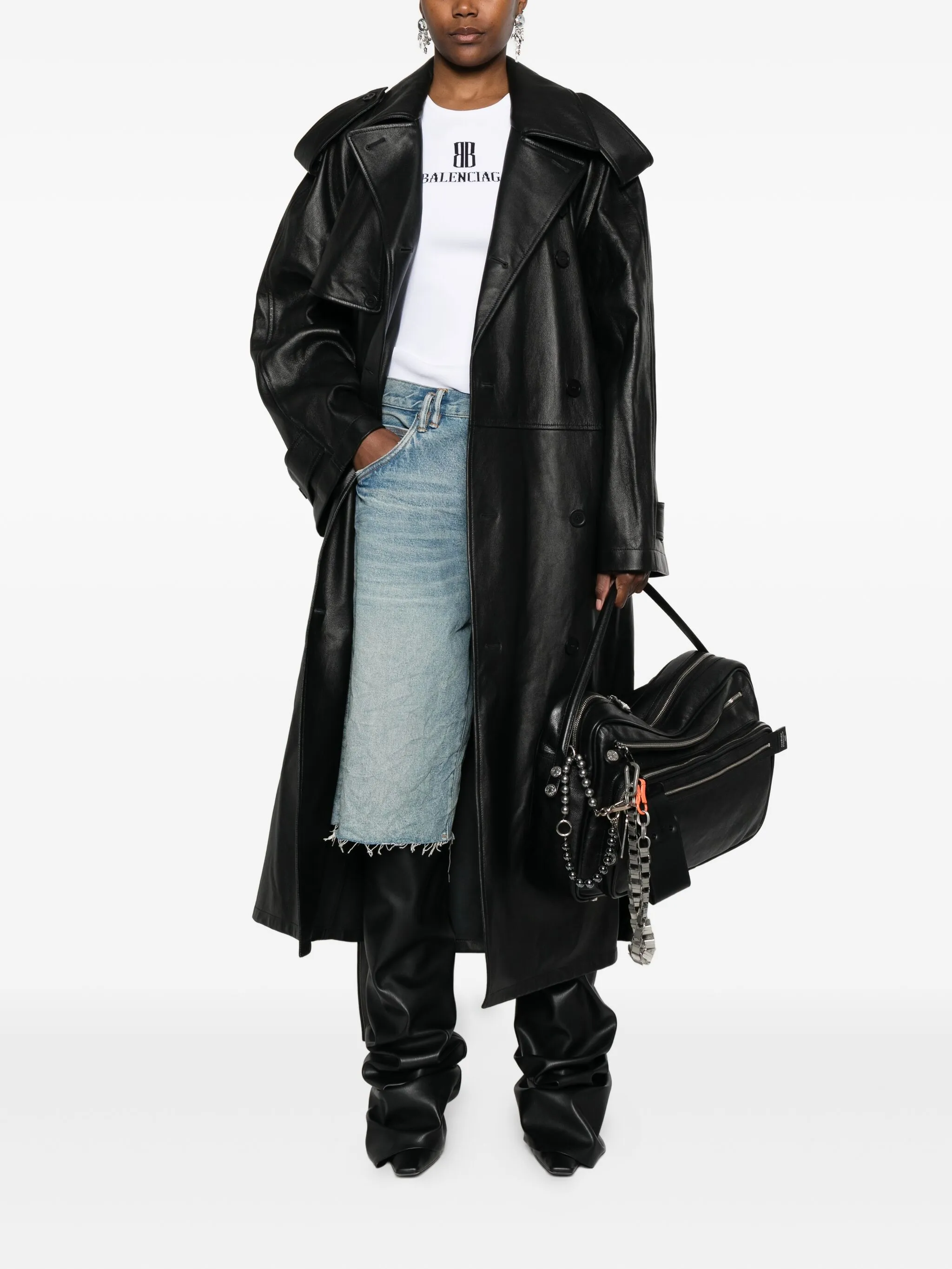Balenciaga  belted leather trench coat