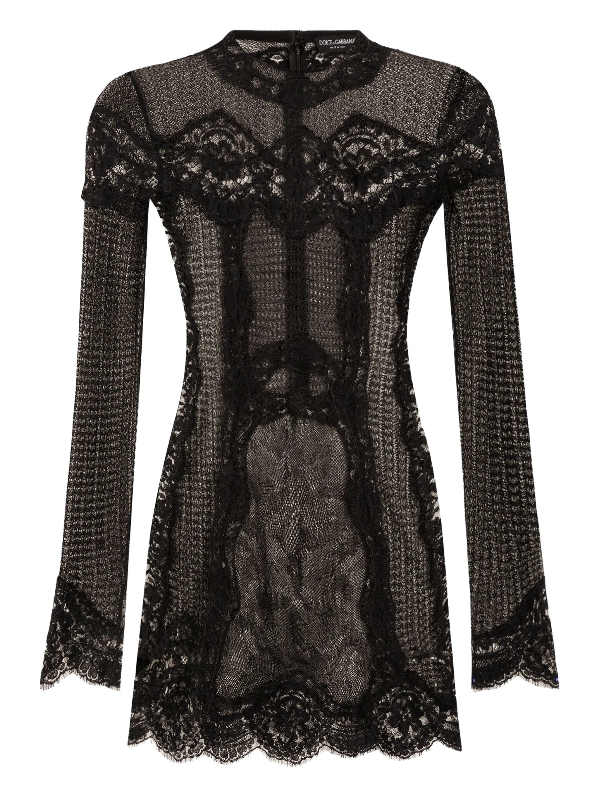 Dolce & Gabbana  lace-panel long-sleeve mini dress