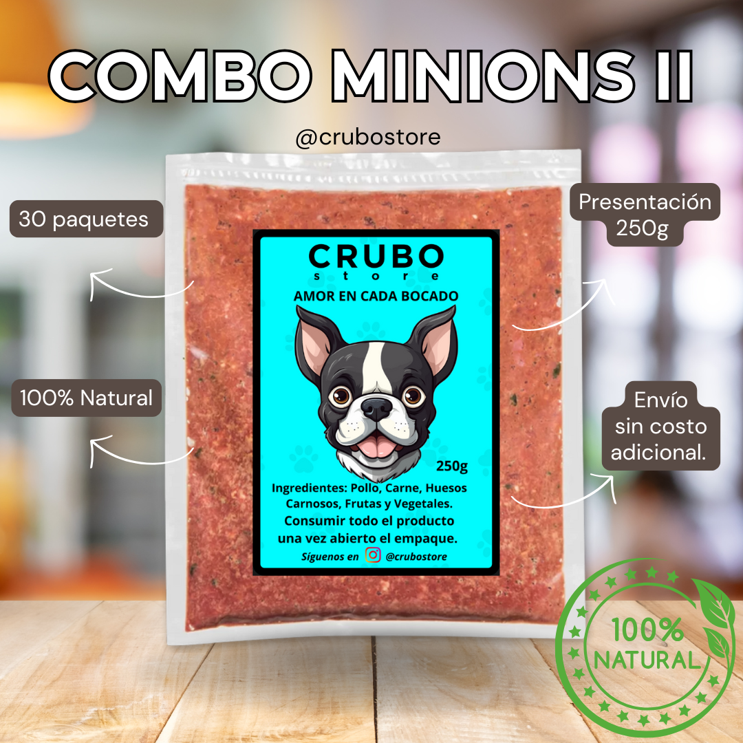 30 porciones de 250g Combo Minions II - CRUBO BARF