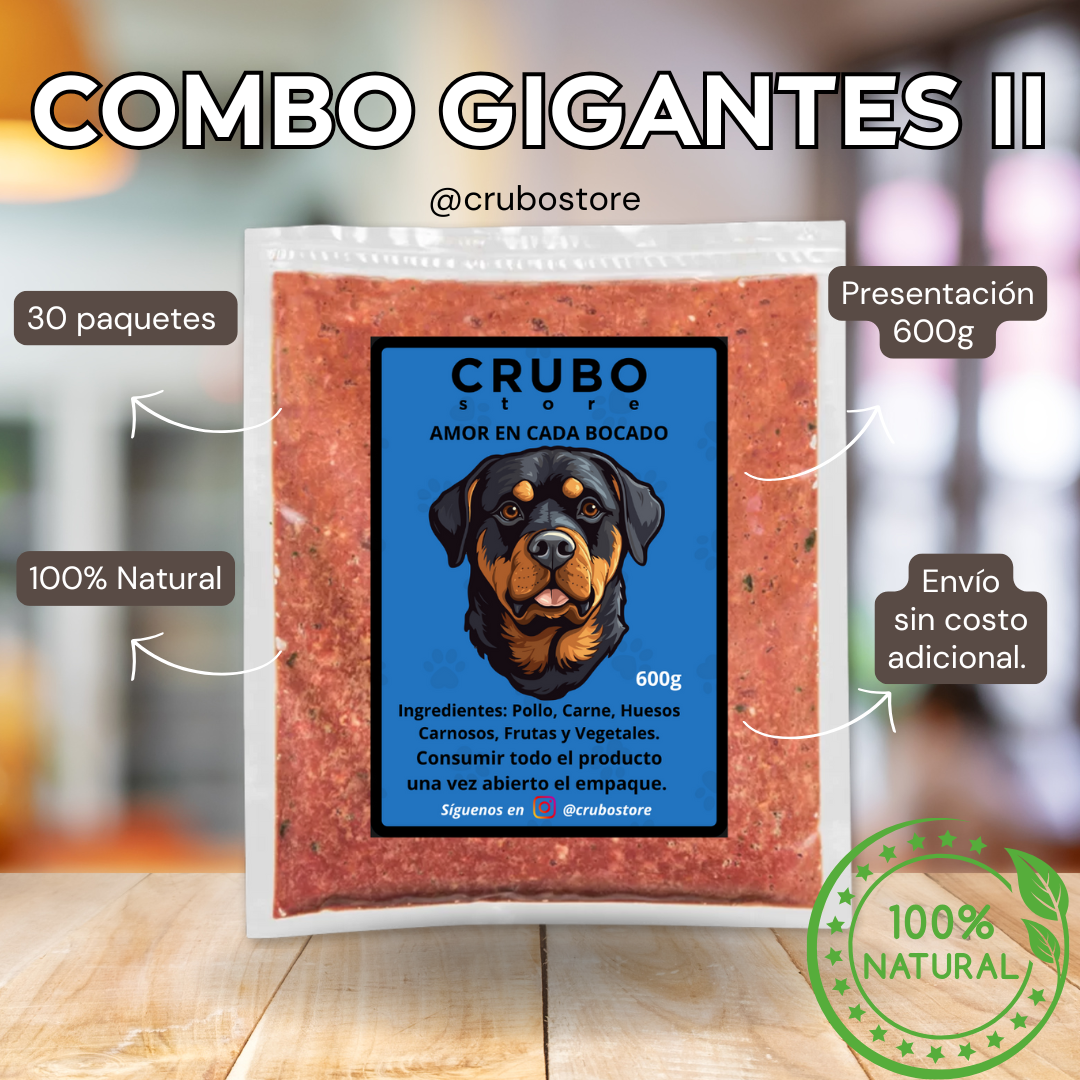 30 porciones de 600g Combo Gigantes II - CRUBO BARF