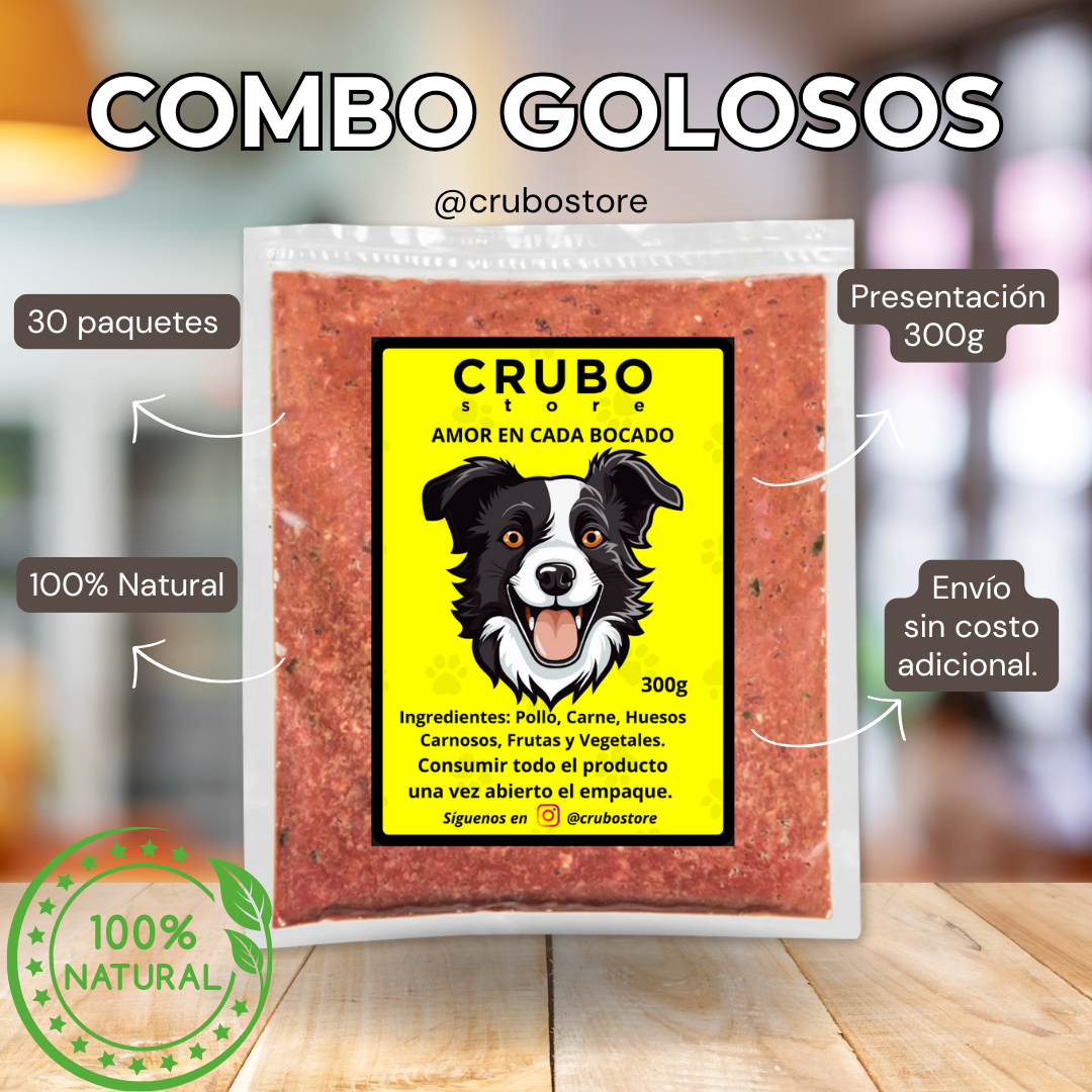 30 porciones de 300g Combo Golosos - CRUBO BARF