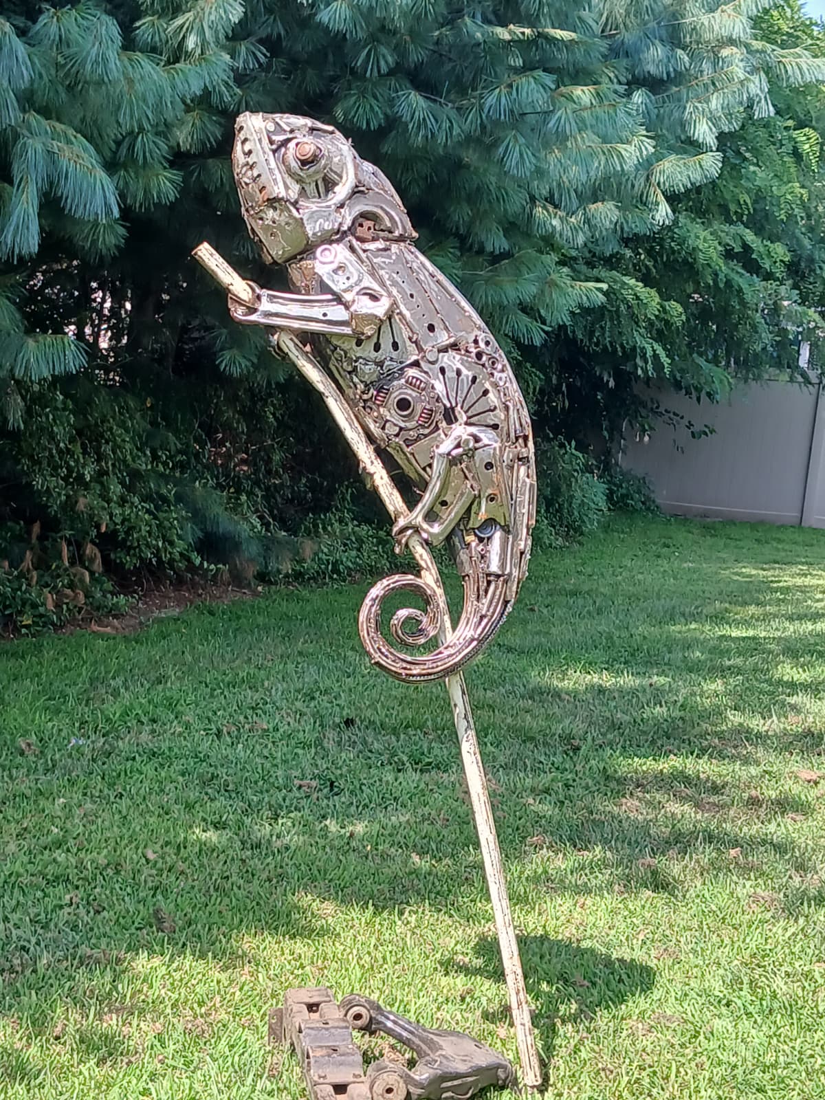 Car Parts Chameleon Sculpture