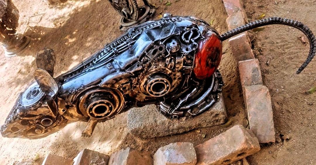 Car Partsl Rat Sculpture