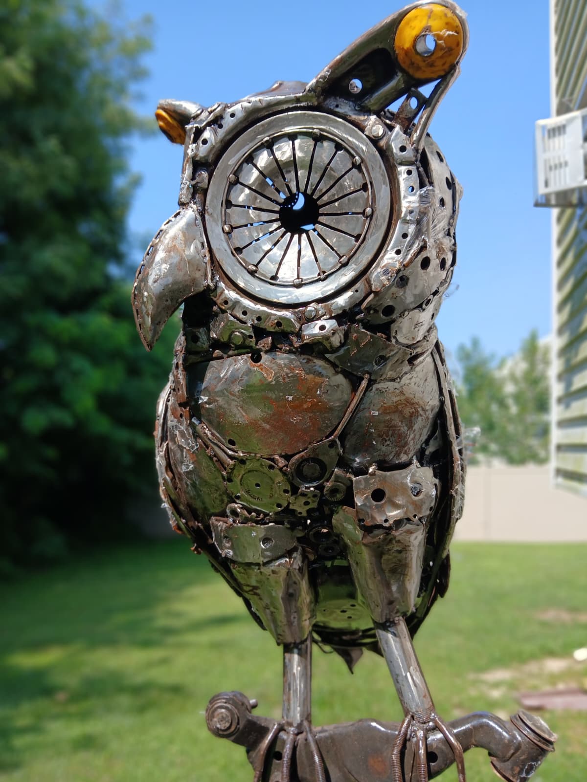 Car Parts Owl Sculpture