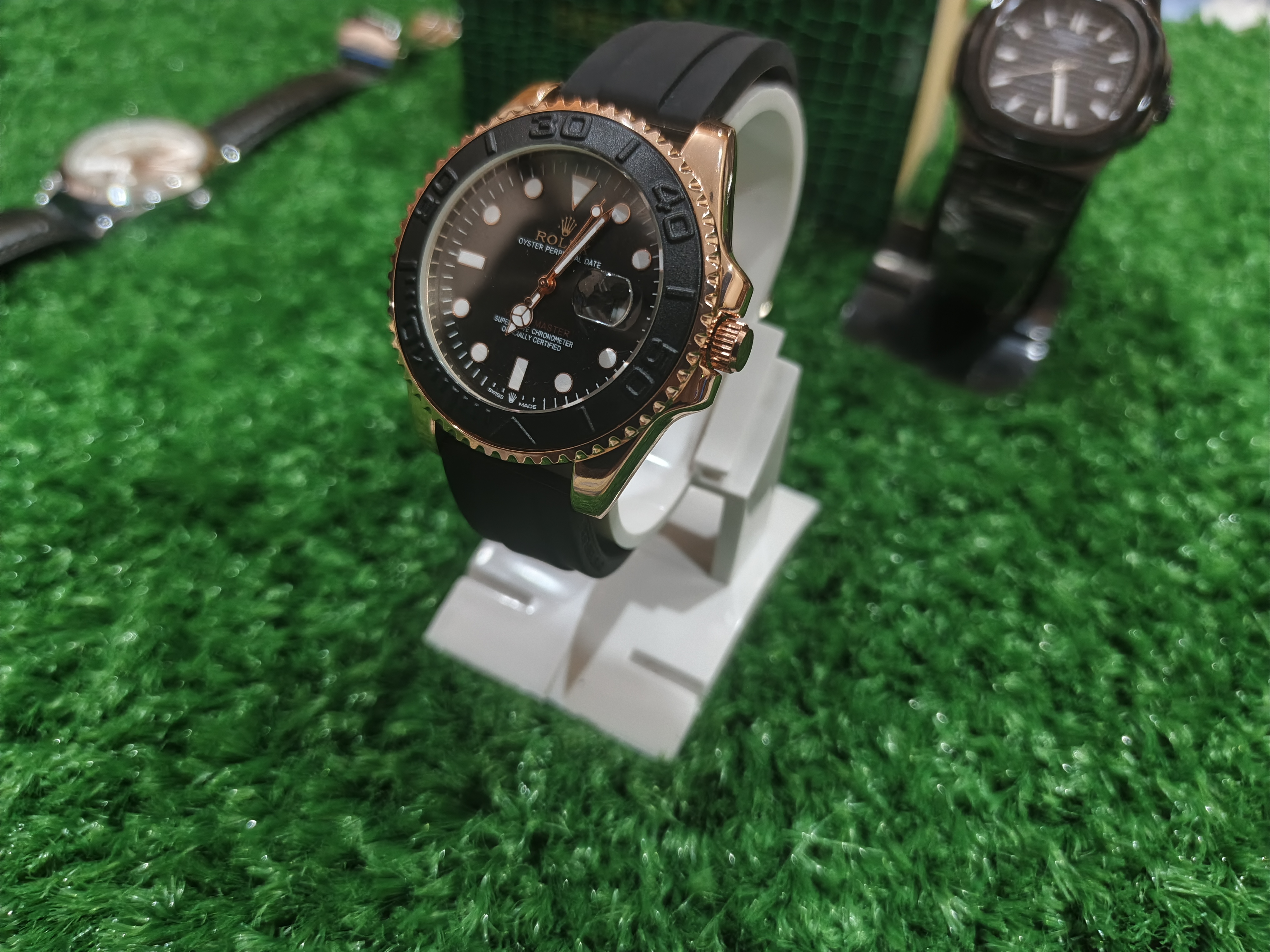 Rolex Black Yacht-Master | Leather Strap