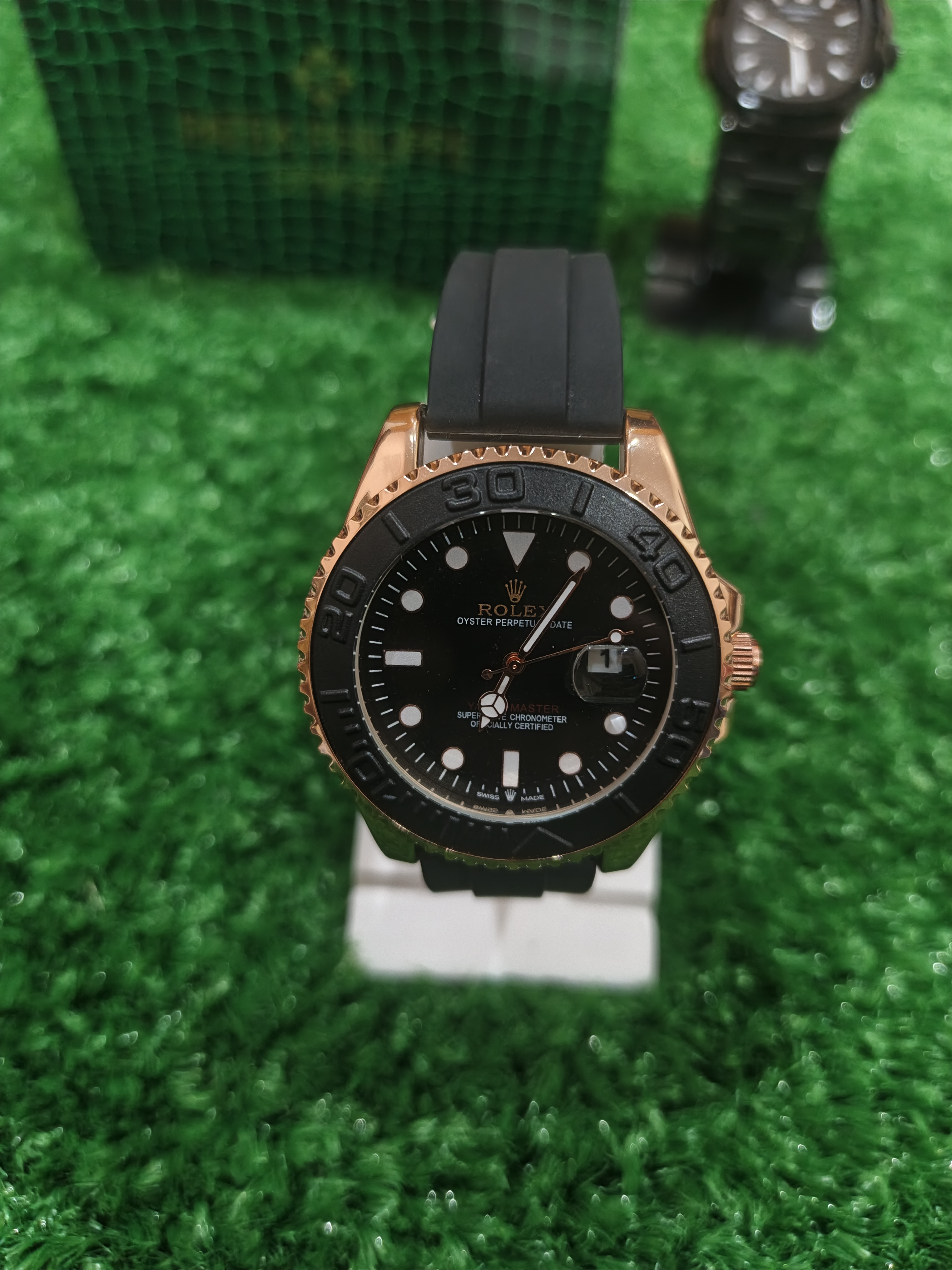 Rolex Black Yacht-Master | Leather Strap