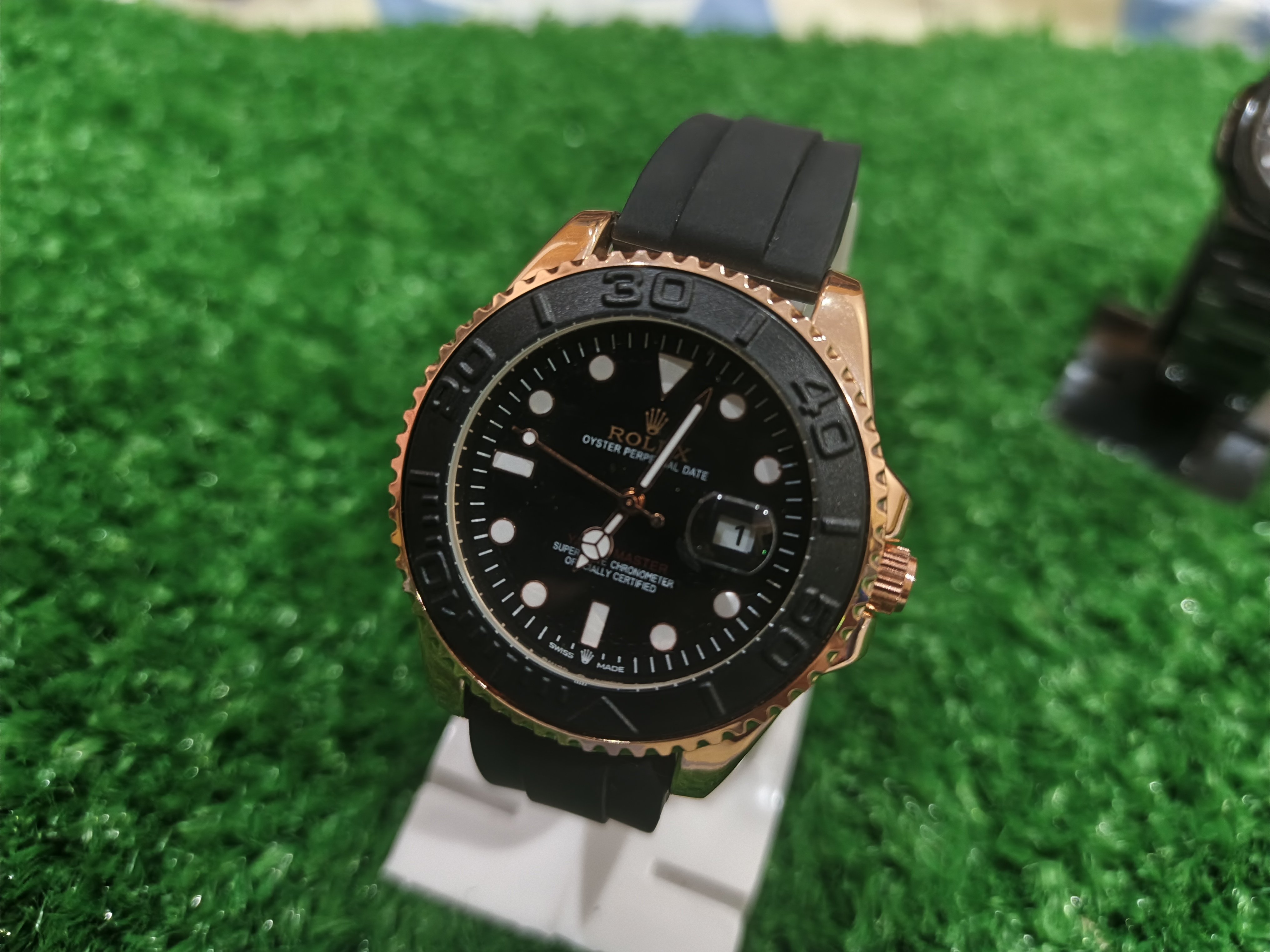 Rolex Black Yacht-Master | Leather Strap