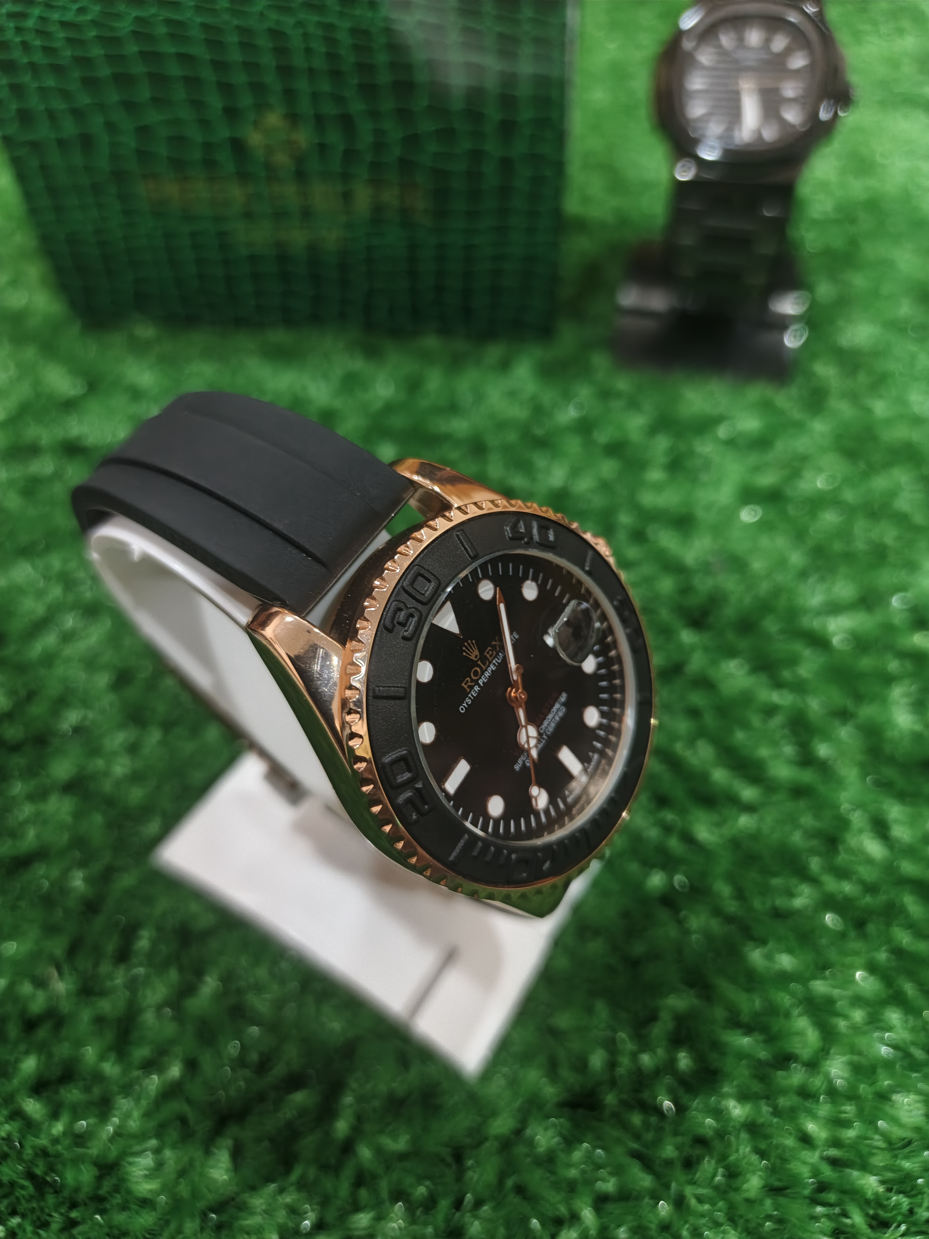 Rolex Black Yacht-Master | Leather Strap