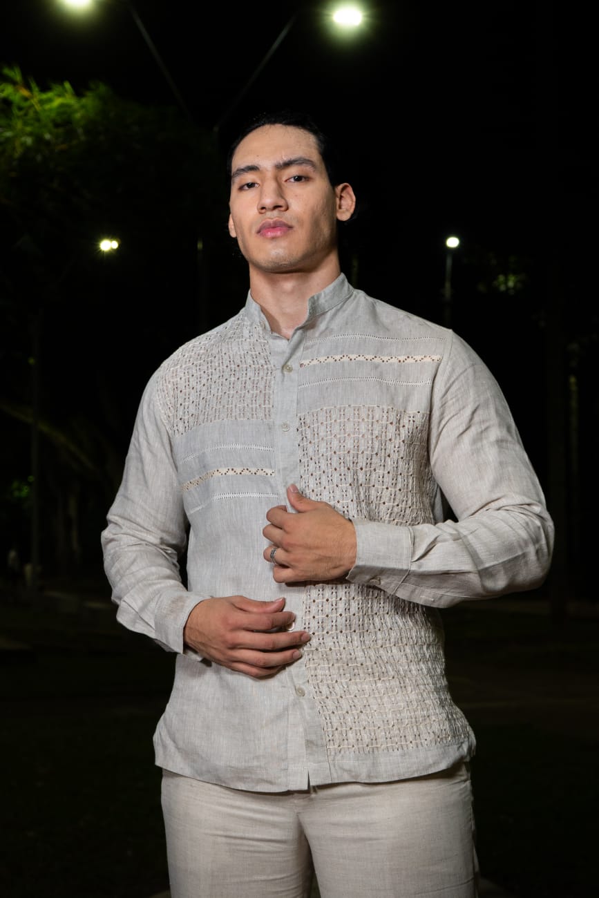 Guayabera maga larga /maga corta tecnica calado dados y randa