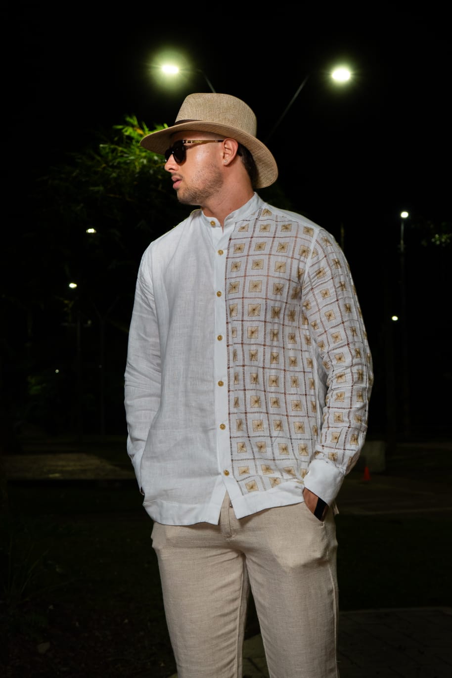 Guayabera maga larga /maga corta tecnica calado manzanillón y randa