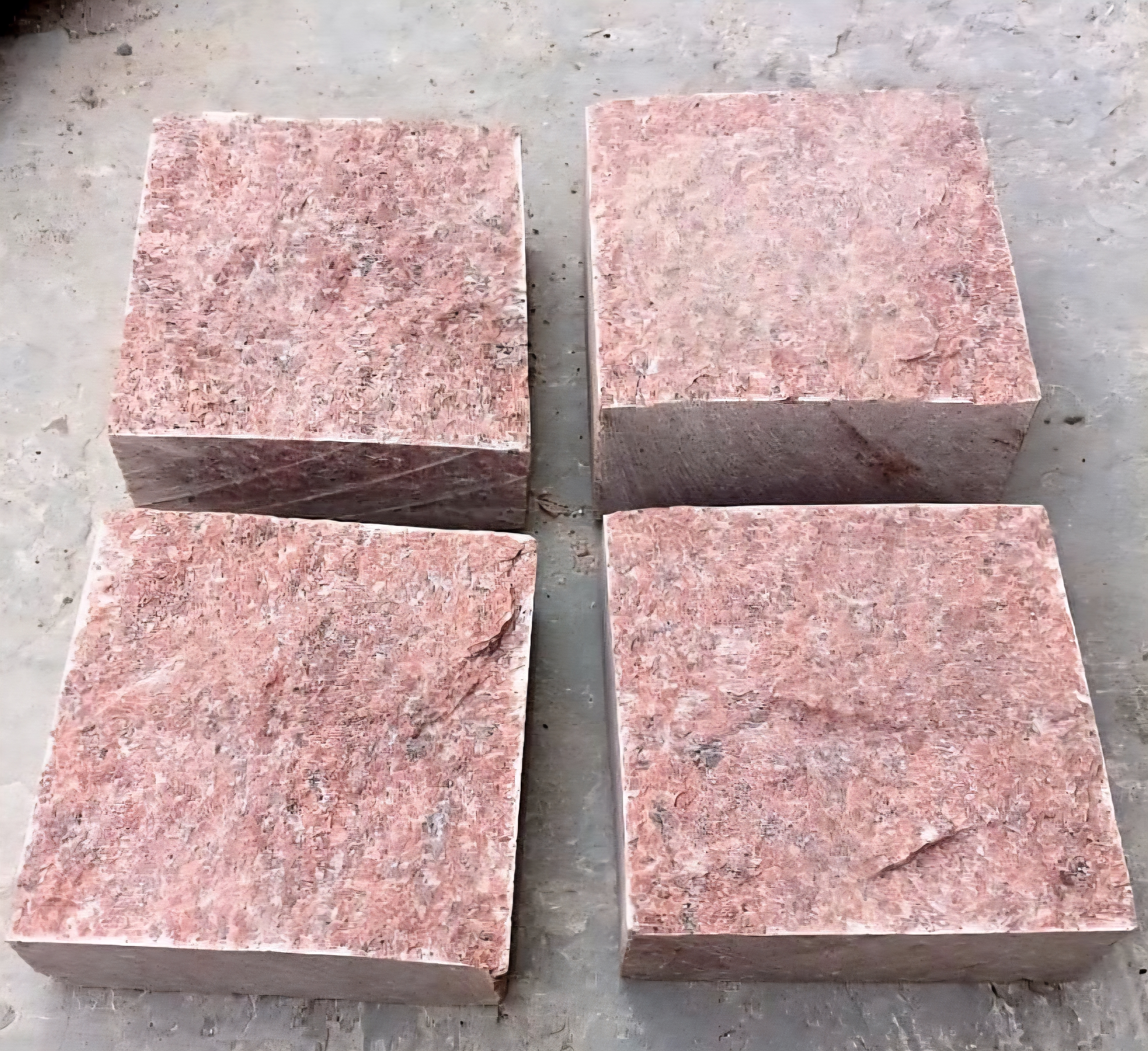 Red granite cobble stones