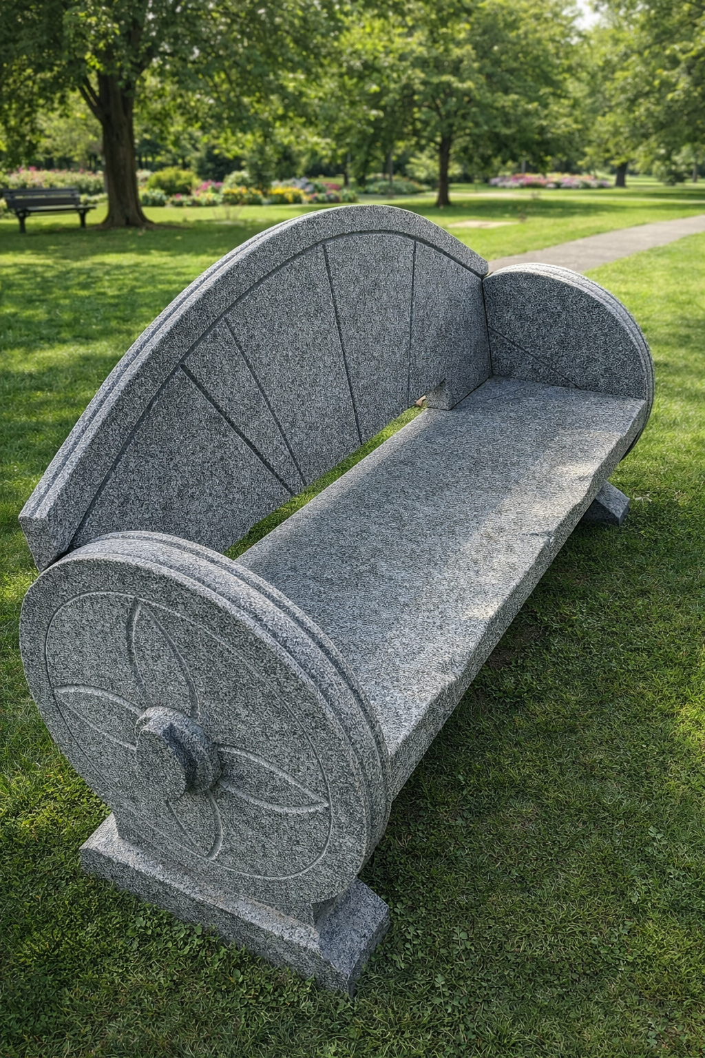 Granite bench wheel design for garden and park 