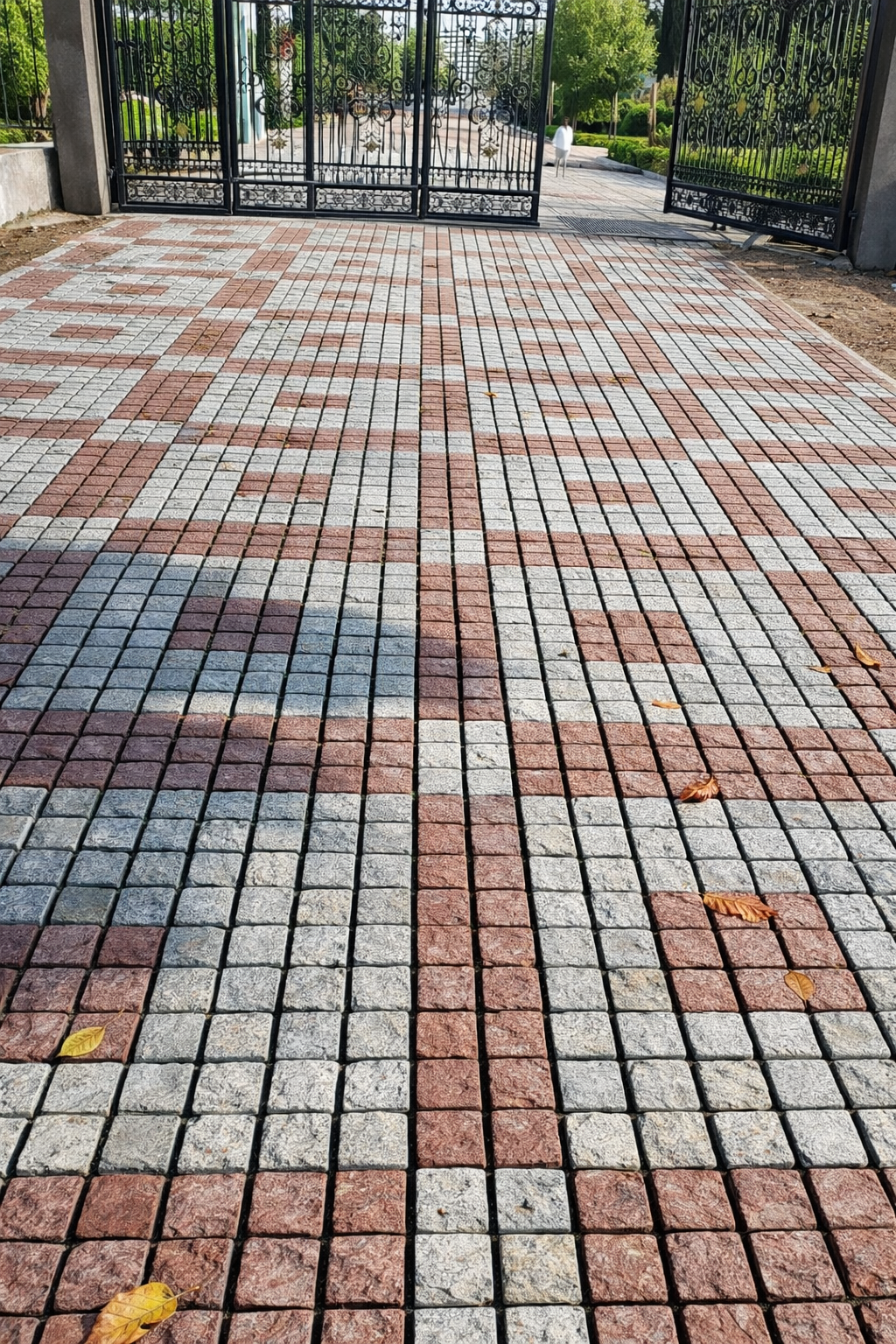 Granite cobble stones for paving red and grey pattern size 4"x4" 70mm thickness 