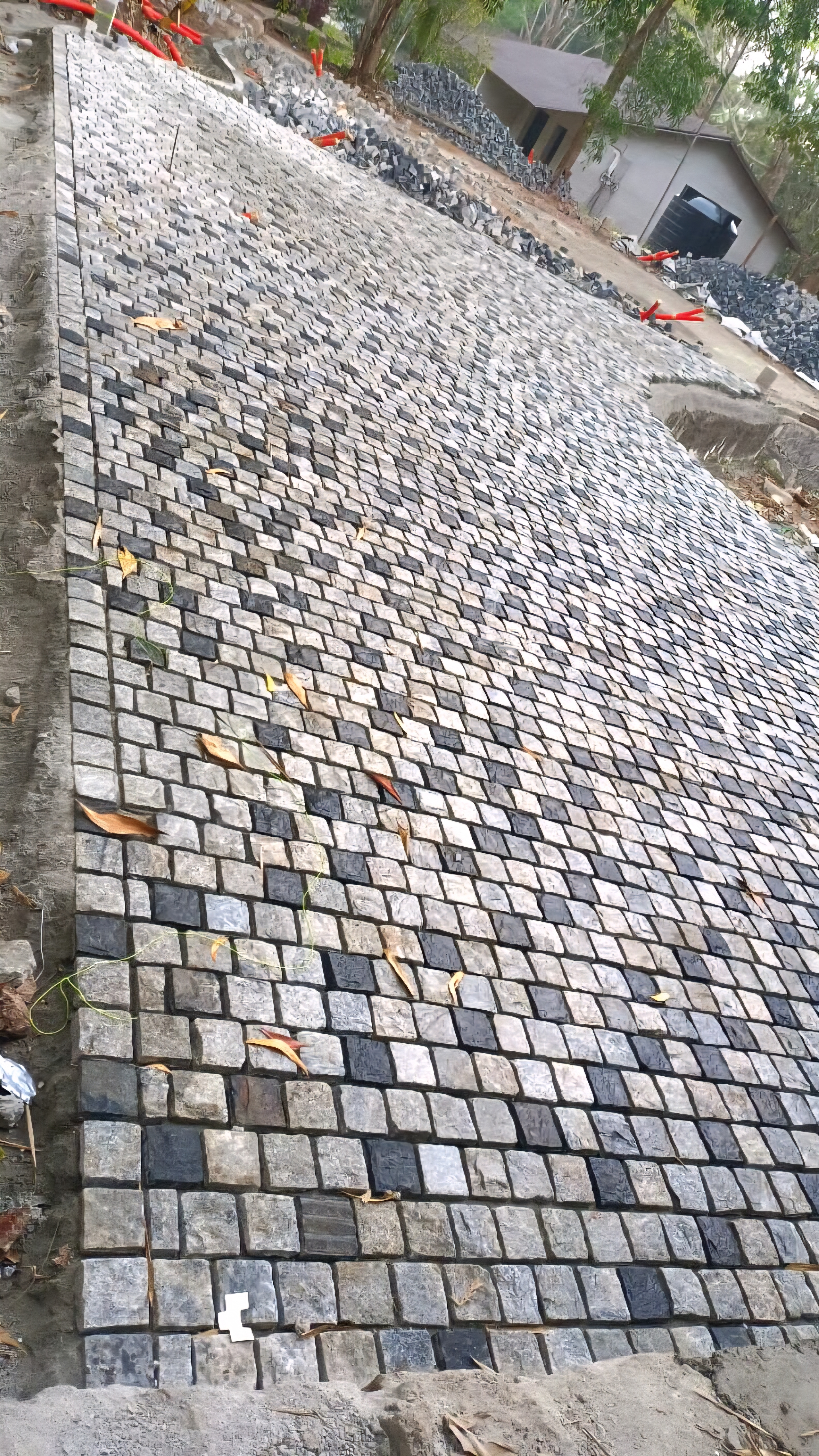 Red granite cobble stones