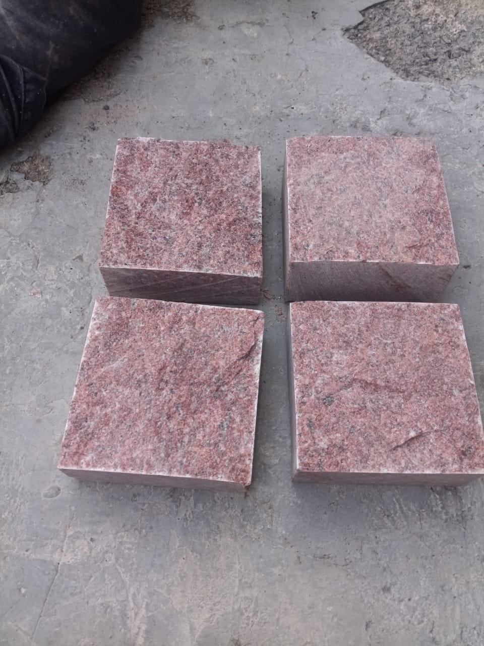 Red granite cobble stones