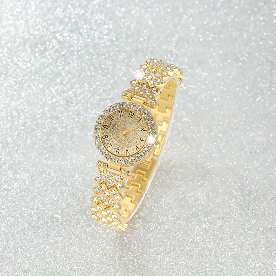 Luxury Gold Crystal Watch and Bracelet Set