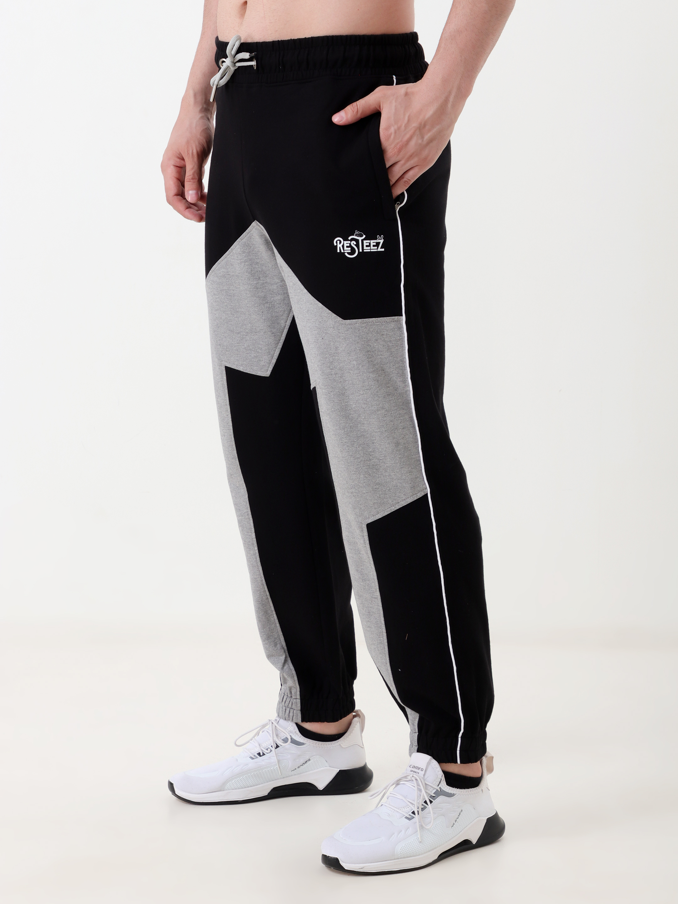 Men's Black and Grey Joggers