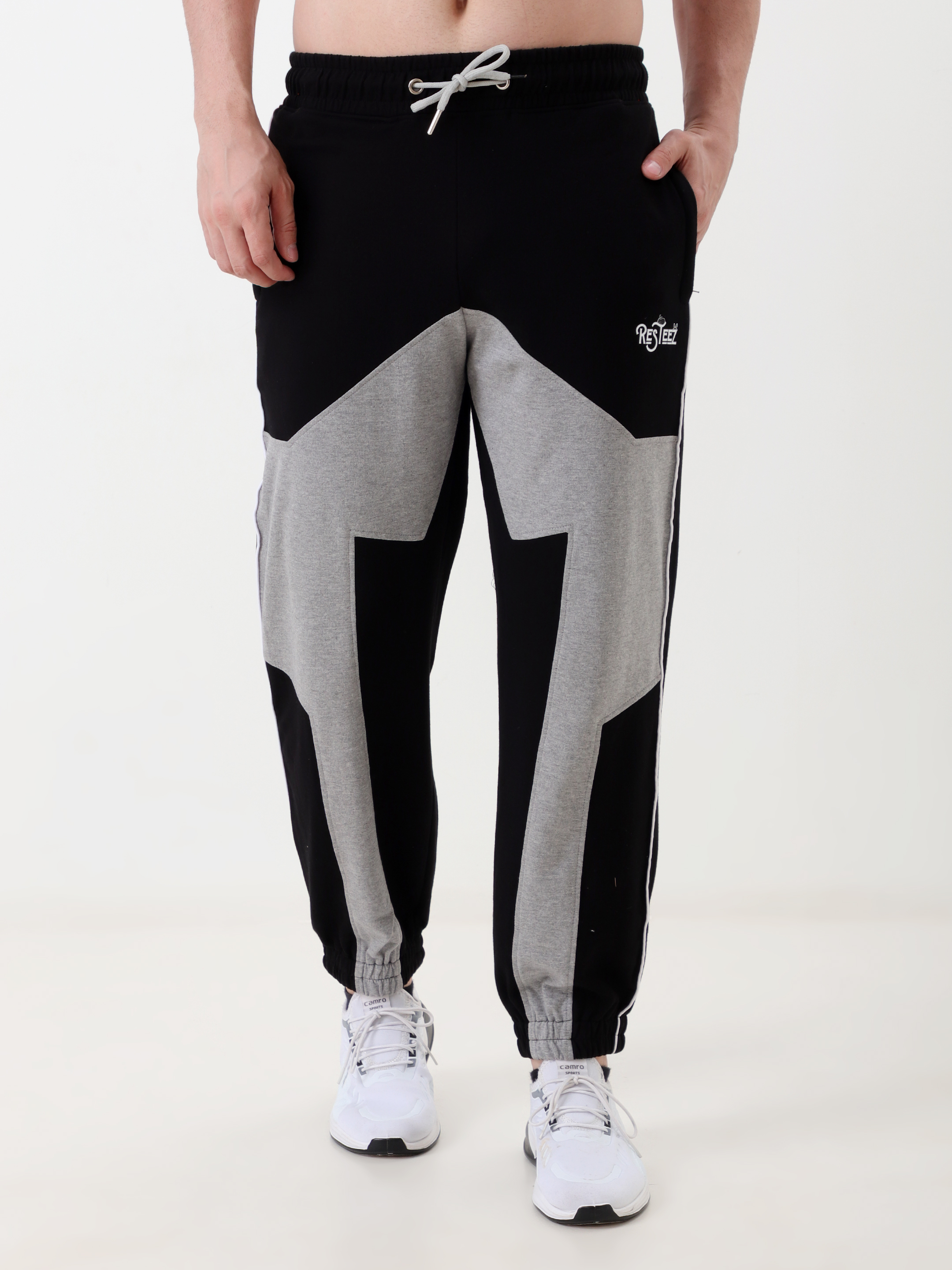 Men's Black and Grey Joggers