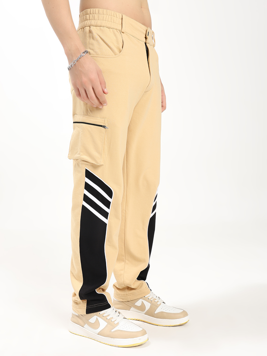 Beige Cargo Jogger Pants
