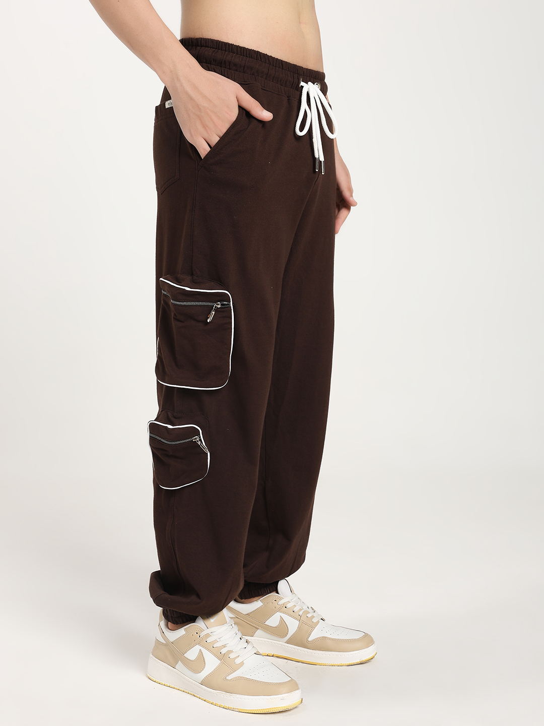 Brown Cargo Jogger Pants