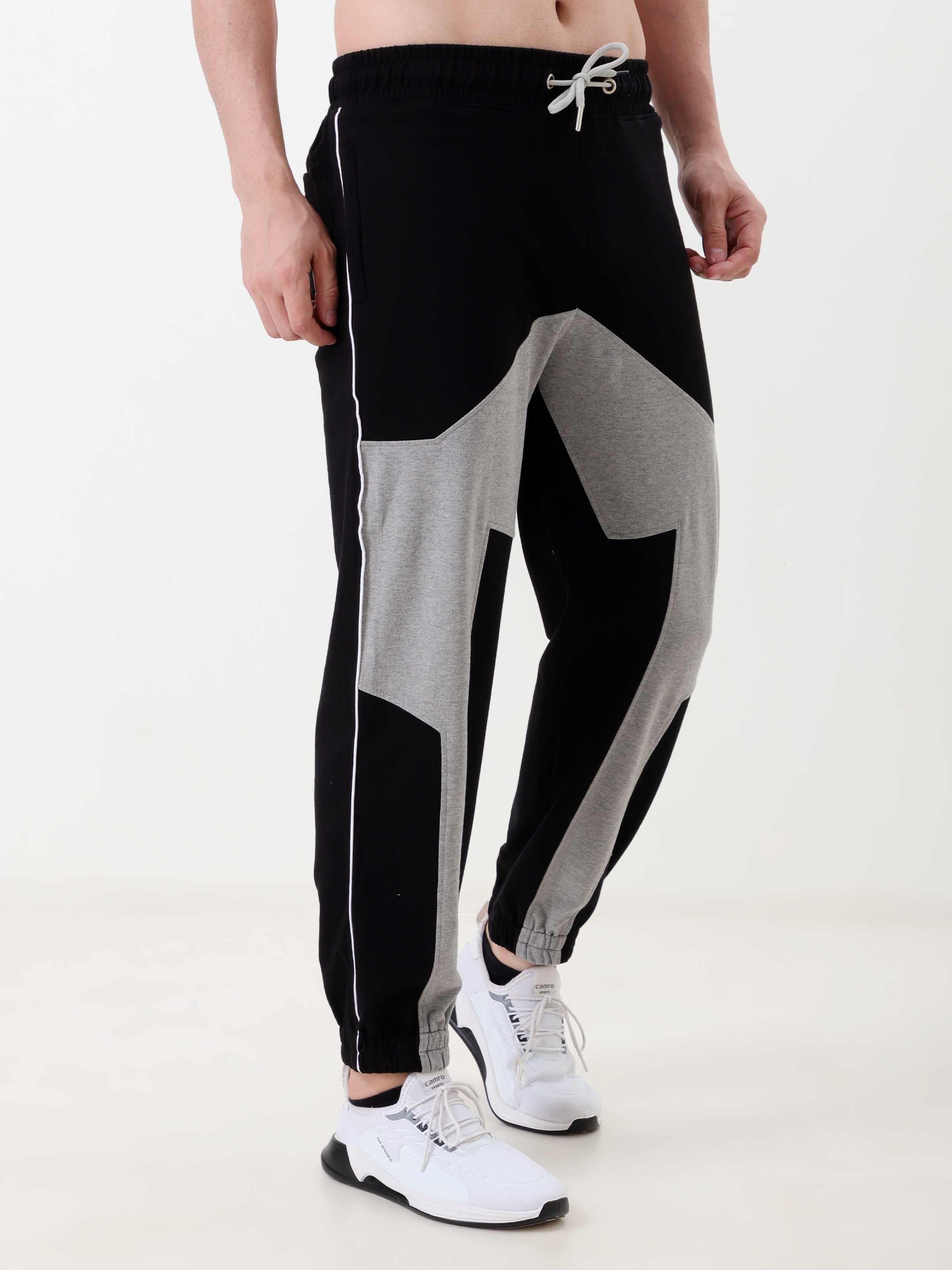 Men's Black and Grey Joggers