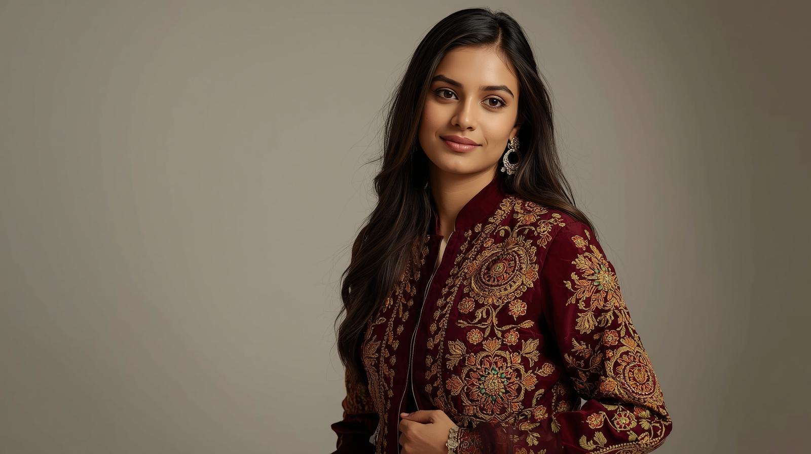 Embroidered Maroon Jacket