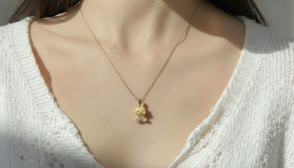 Gold Bunny Pendant Necklace