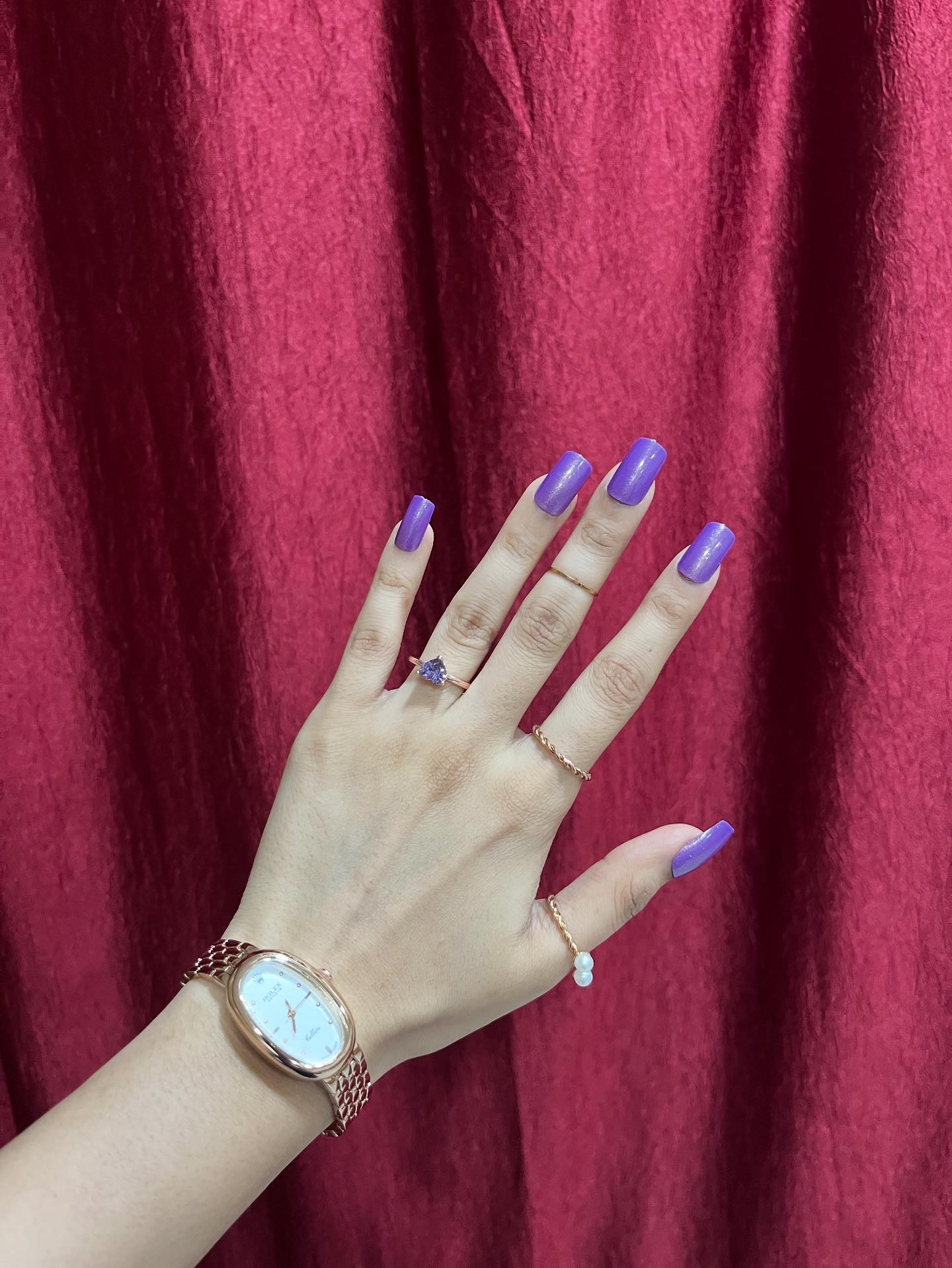 Purple Crystal Heart Gemstone Ring