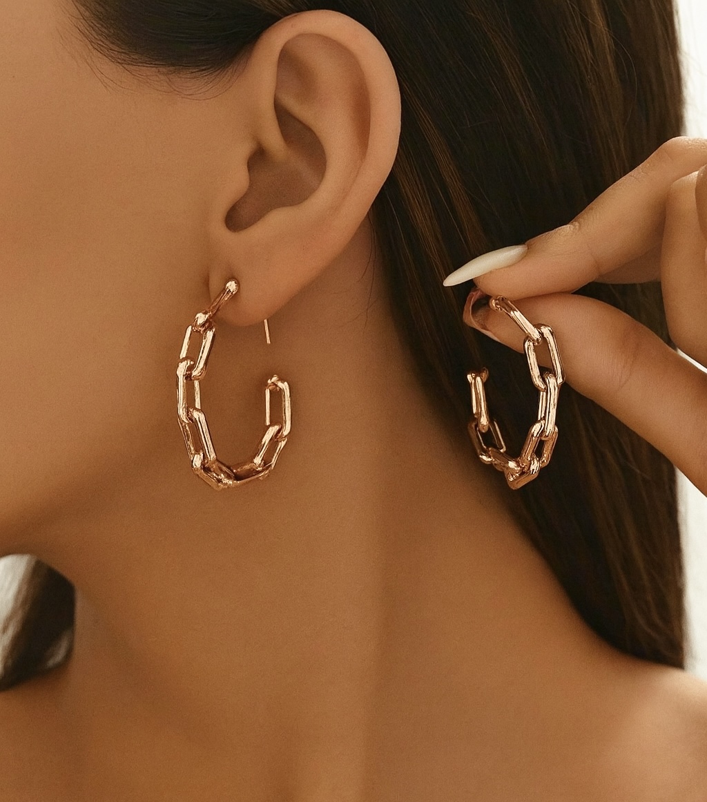 Gold Chain Hoop Earrings
