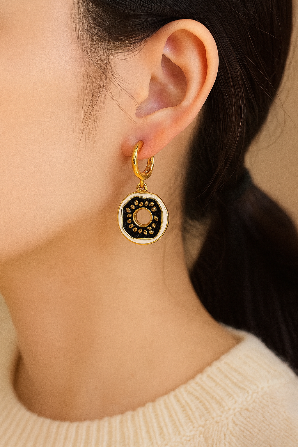 Gold and Black Statement Earrings