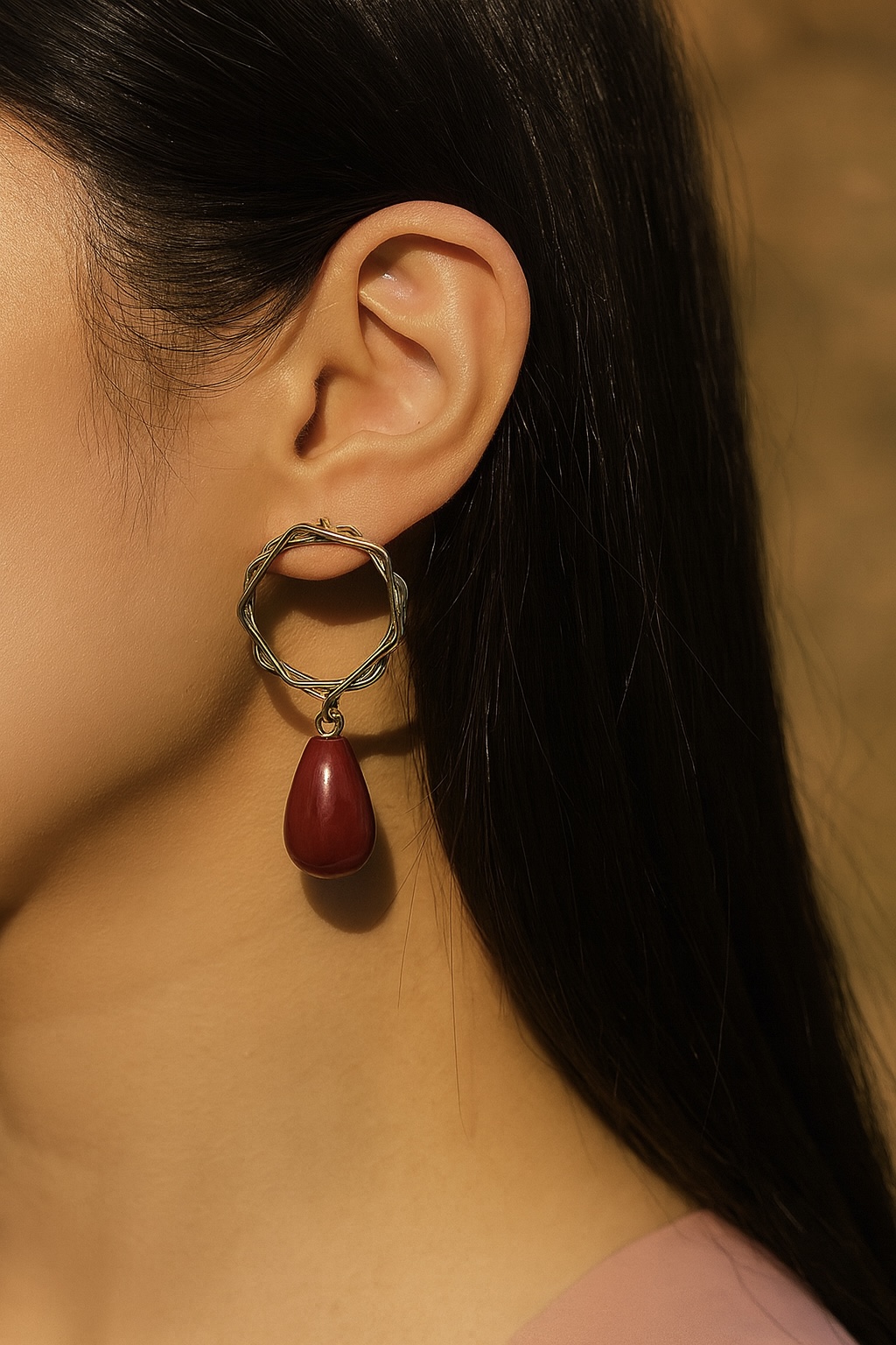 Red Drop Statement Earring