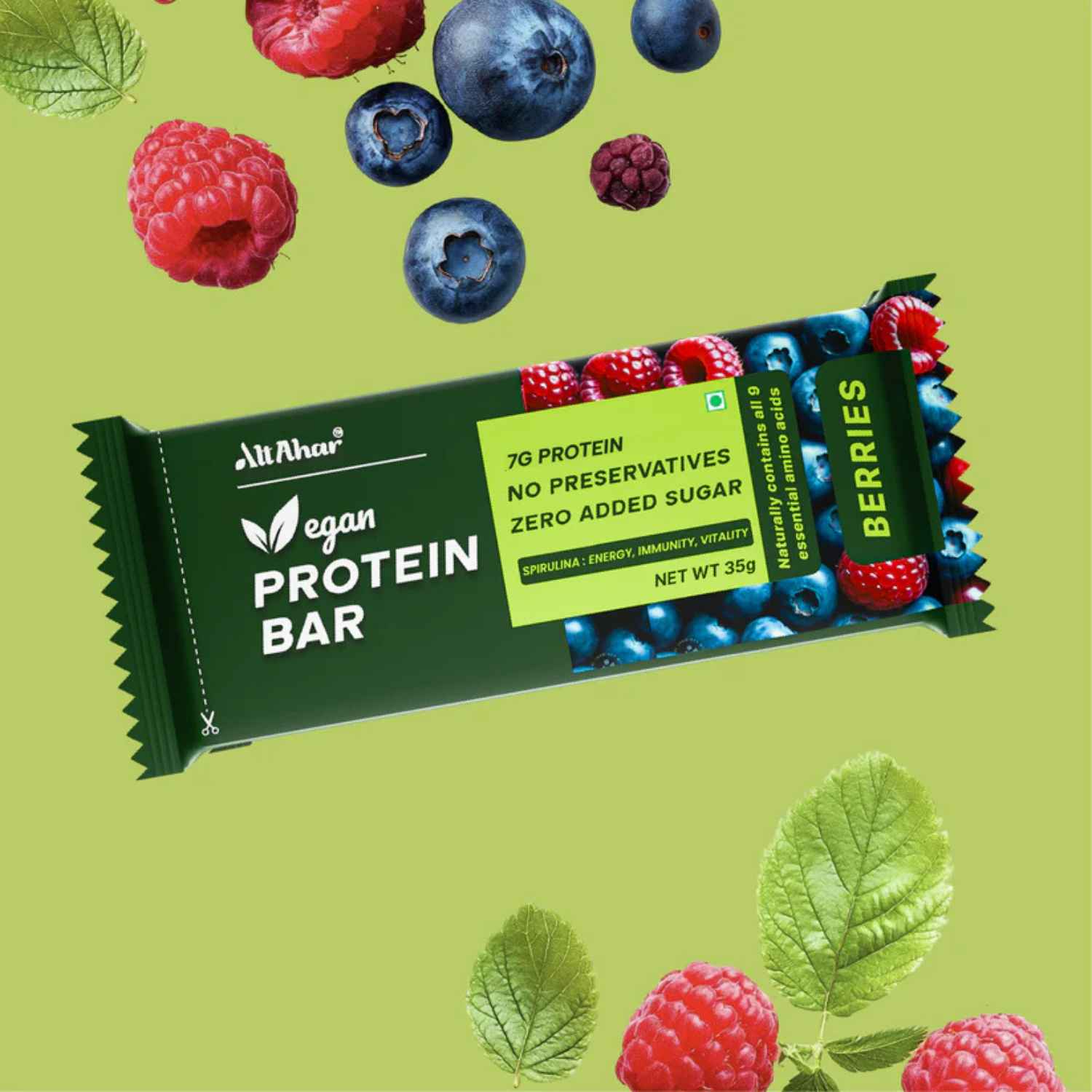 Protein Bar - Berries, Spirulina & Pea Protein`(Pack of 6) - Fuel. Nourish. Perform.
